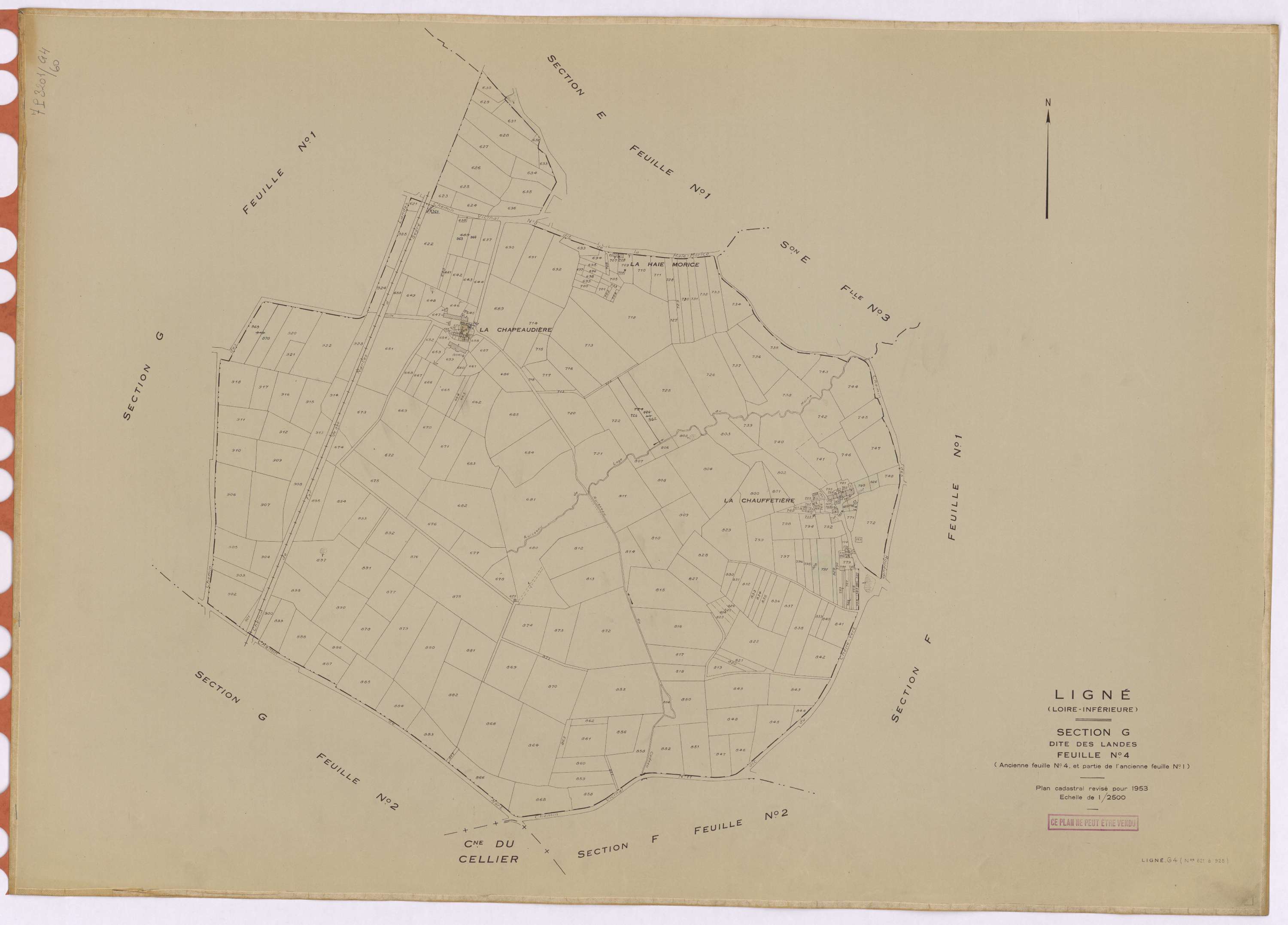 Ligné - Section G4 Landes (section des) ; 621-925