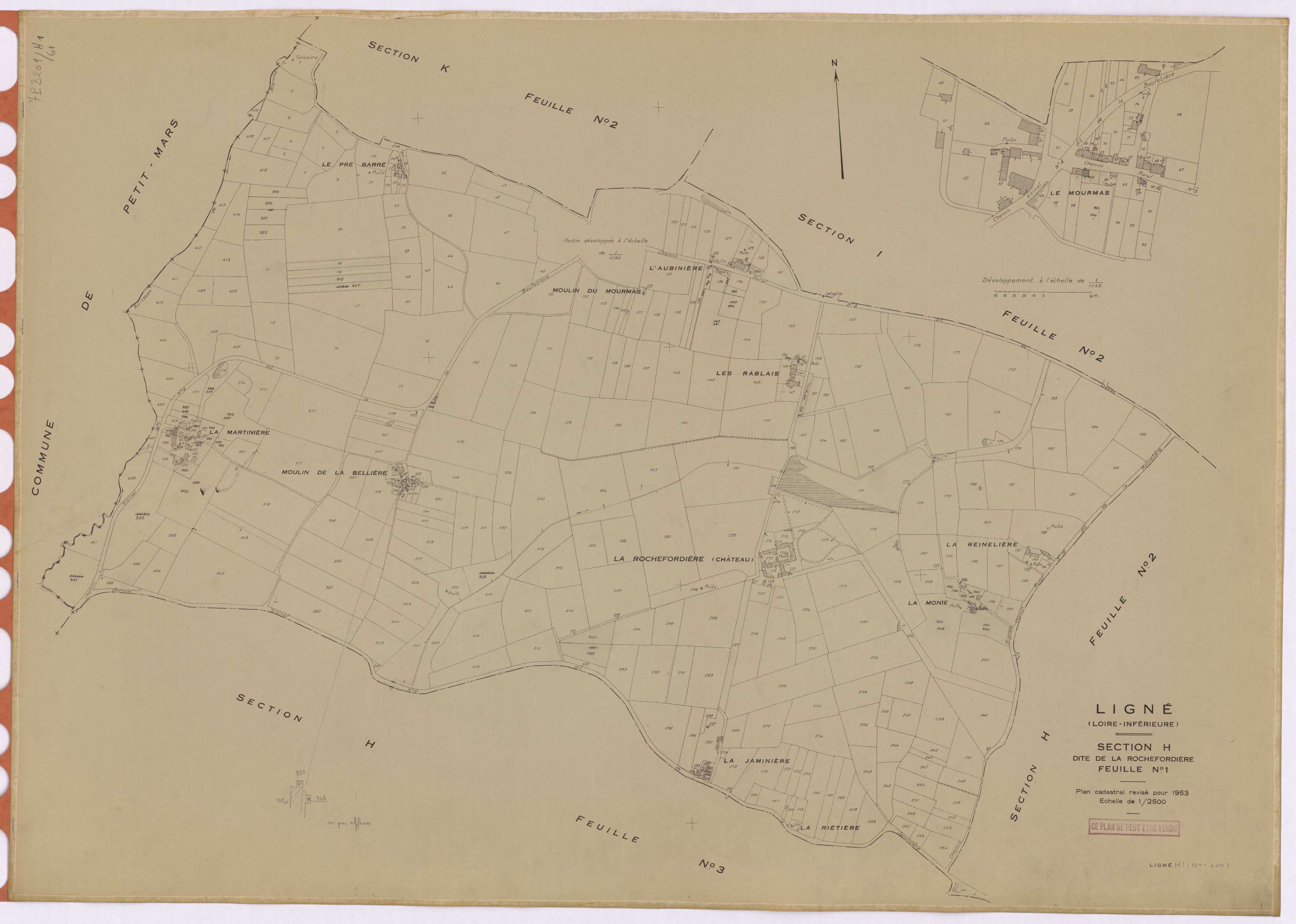 Ligné - Section H1 Rochefordière (section de La) ; 1-419