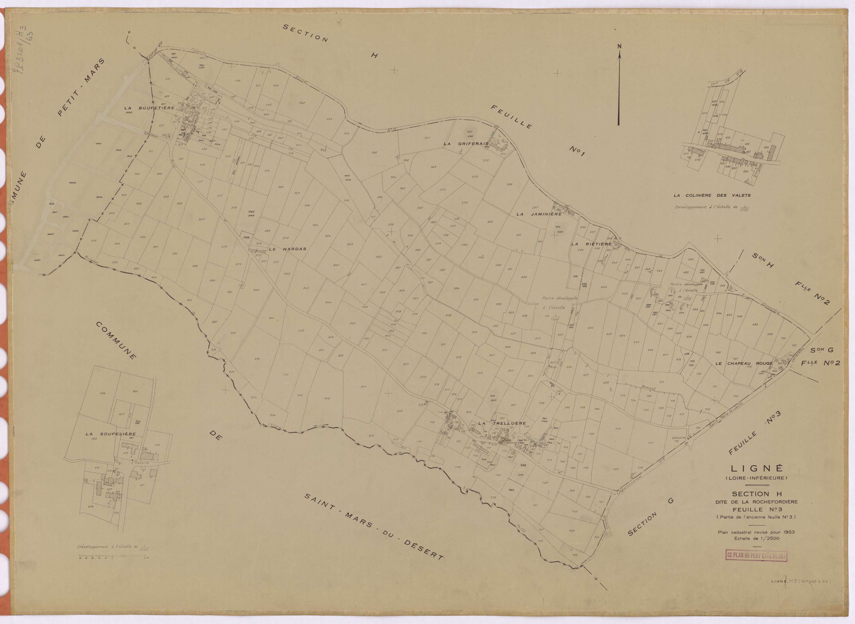 Ligné - Section H3 Rochefordière (section de La) ; 480-914