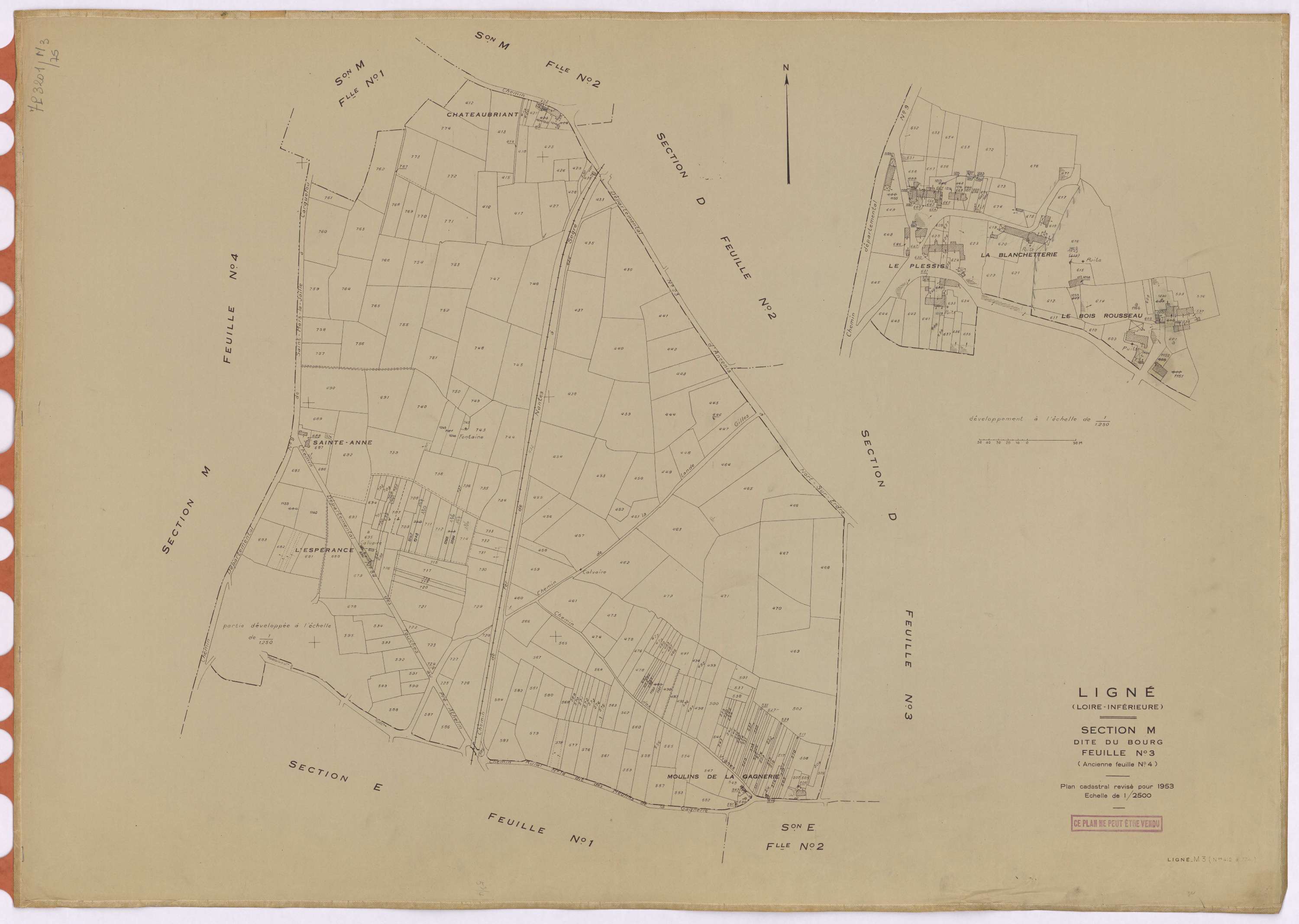 Ligné - Section M3 Bourg (section du) ; 412-774