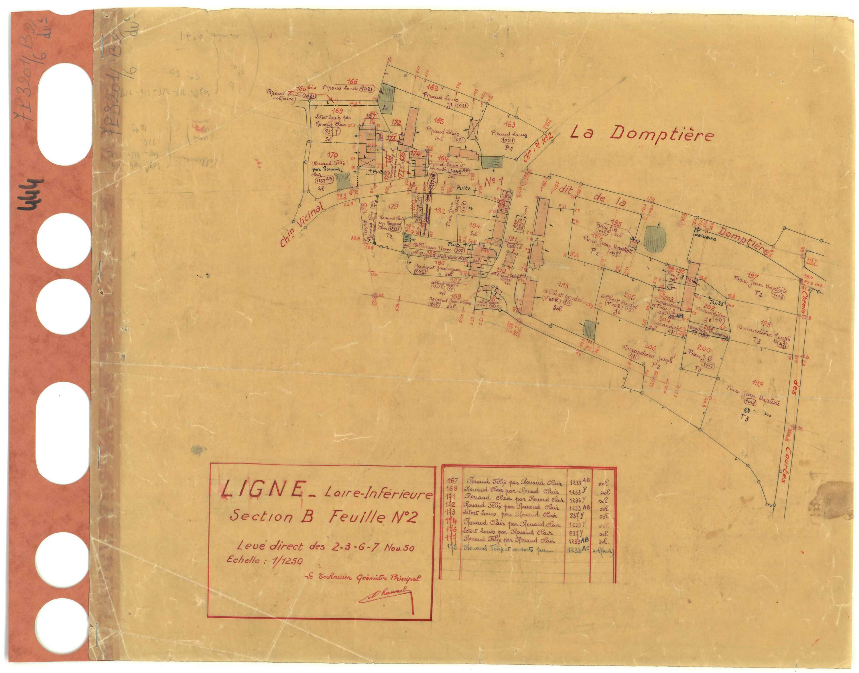 Ligné - Section B2 (développement) Tégerie (section de La) . 151-422 . développement du village de La Domptière