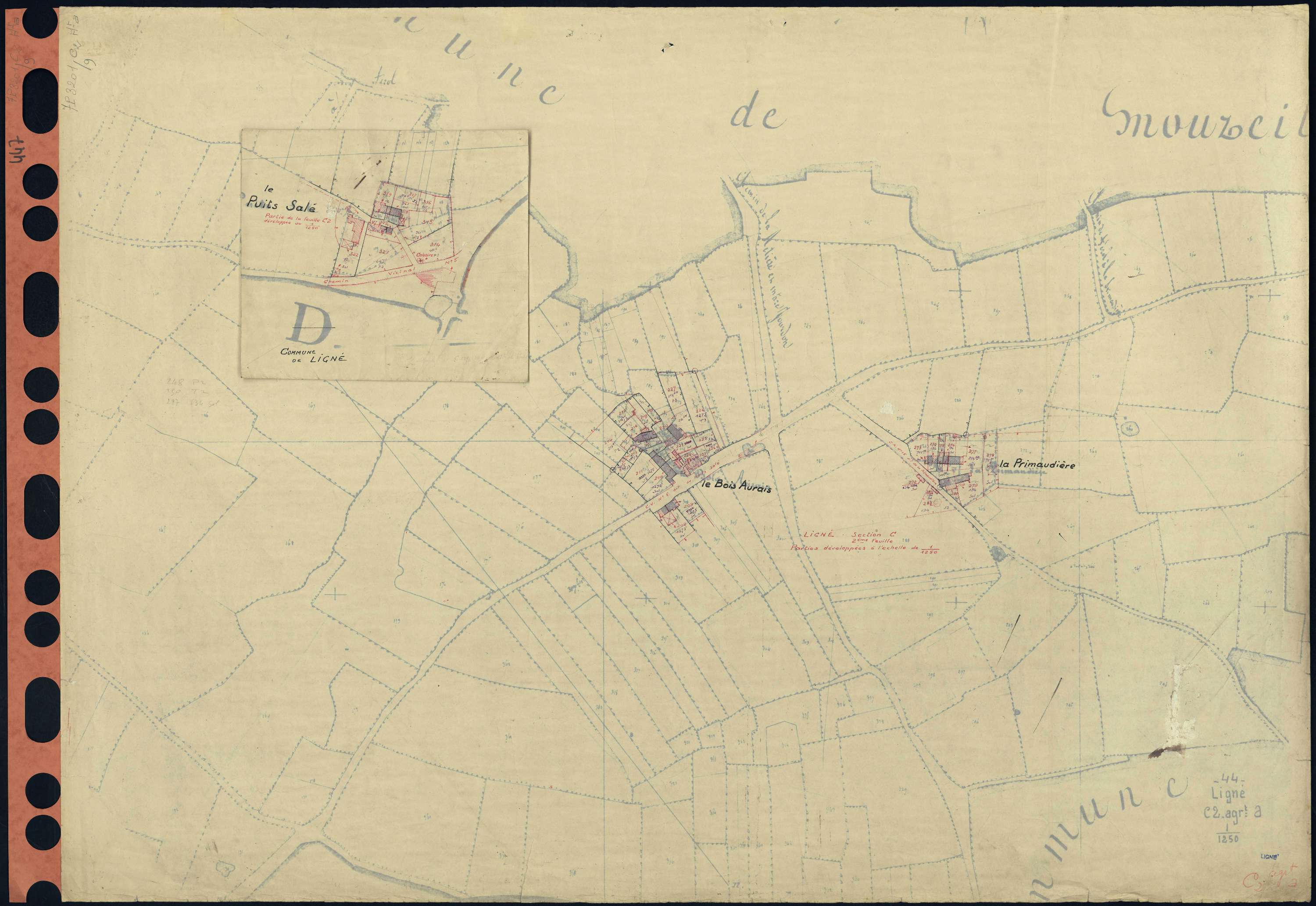 Ligné - Section C2 (développement) Bois Aurais (section du) . 174-355 . développement des villages du Bois Aurais et de La Primaudière