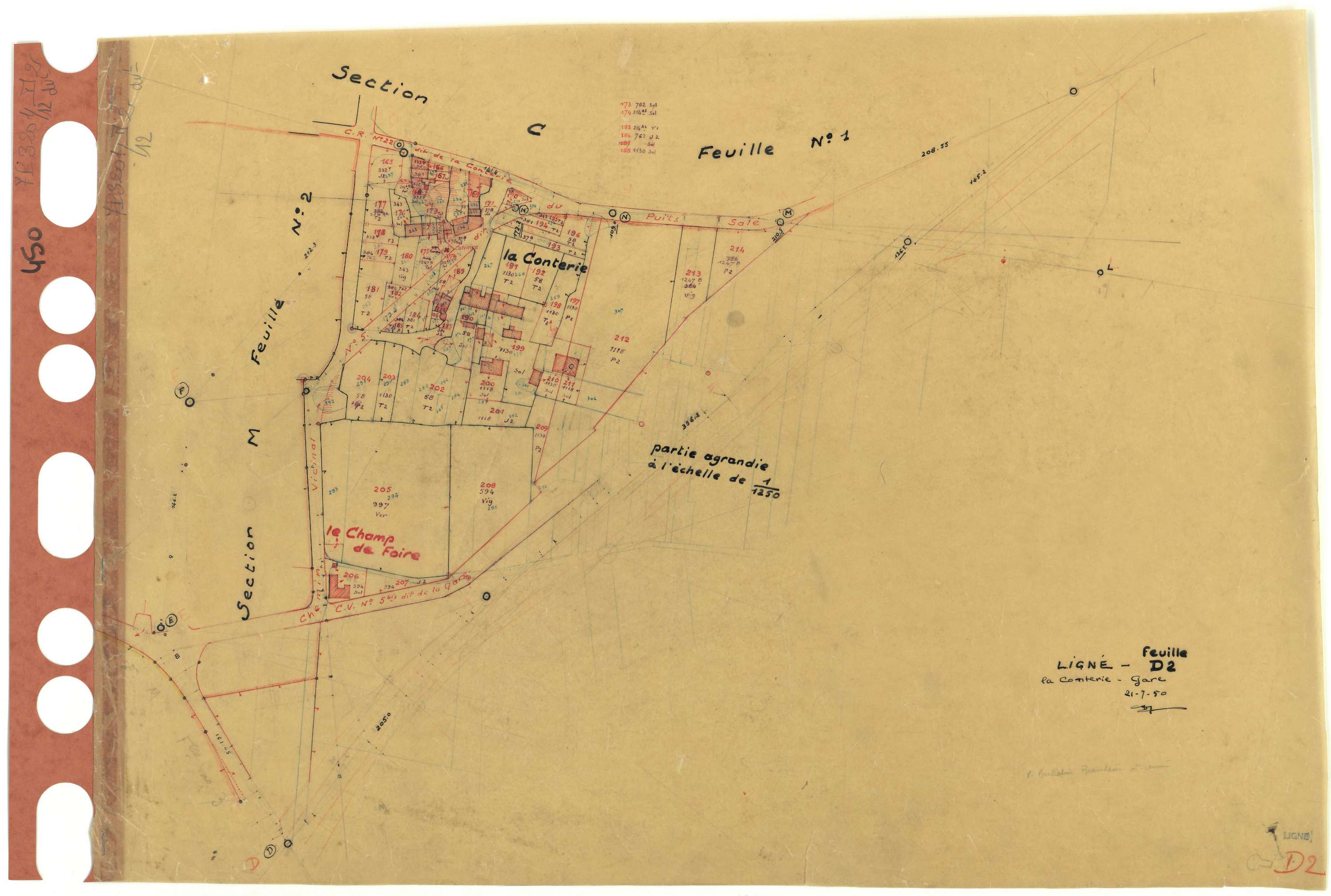 Ligné - Section D2 (développement) Clergerie (section de La) . 165-363 . développement du village de La Conterie