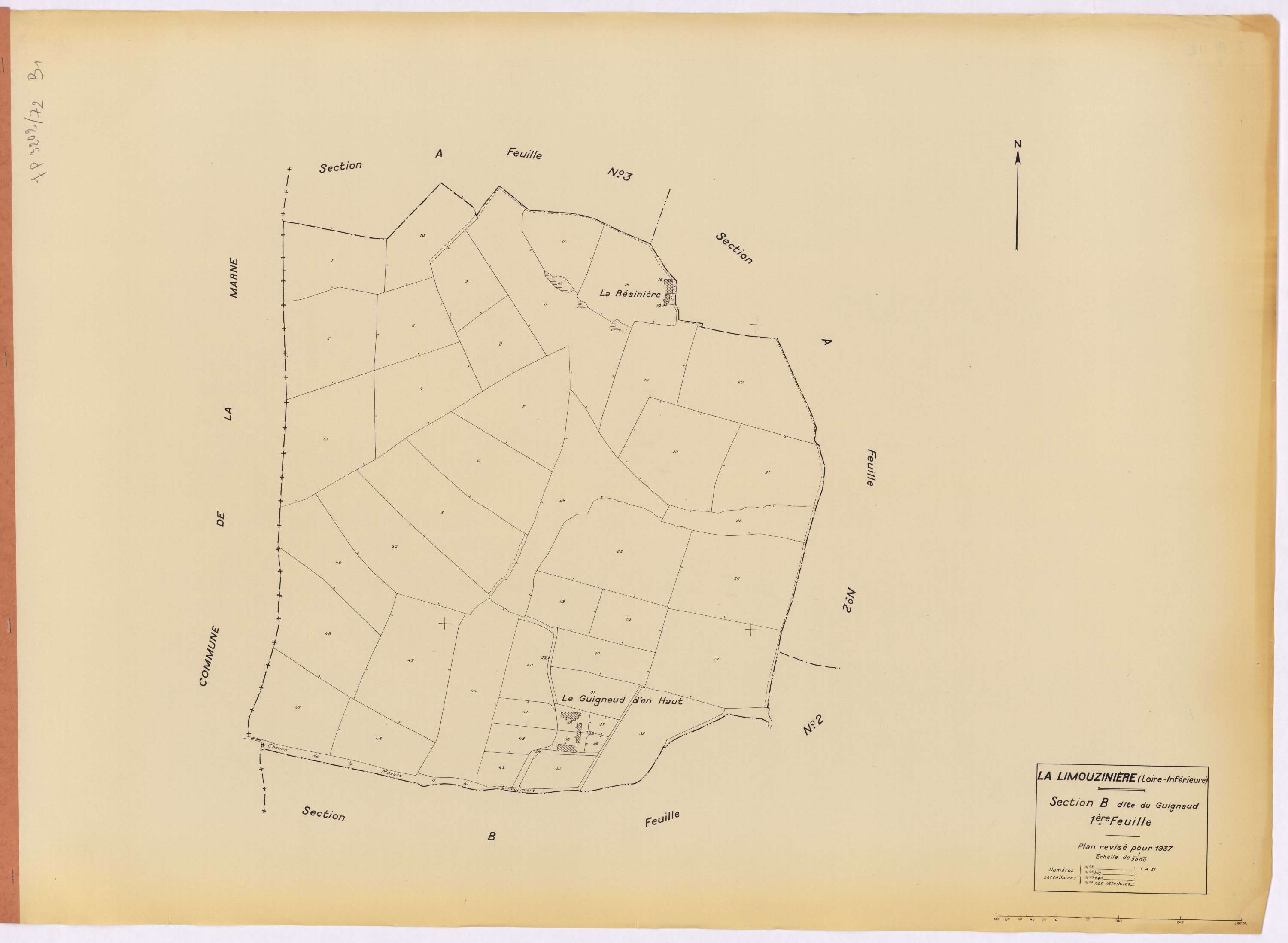 La Limouzinière - Section B1 Guignaud (section du) ; 1-51