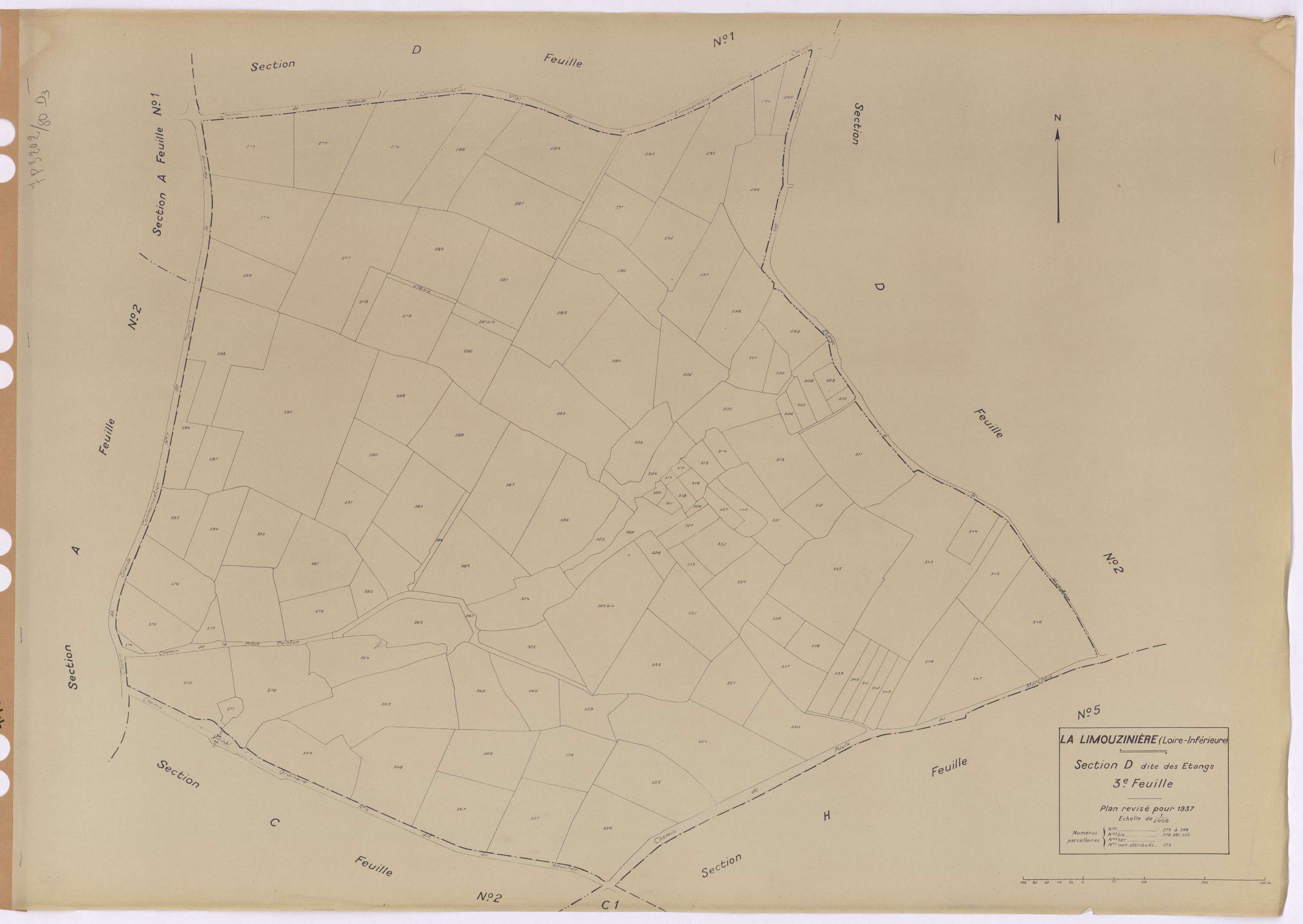 La Limouzinière - Section D3 Etangs (section des) ; 273-399