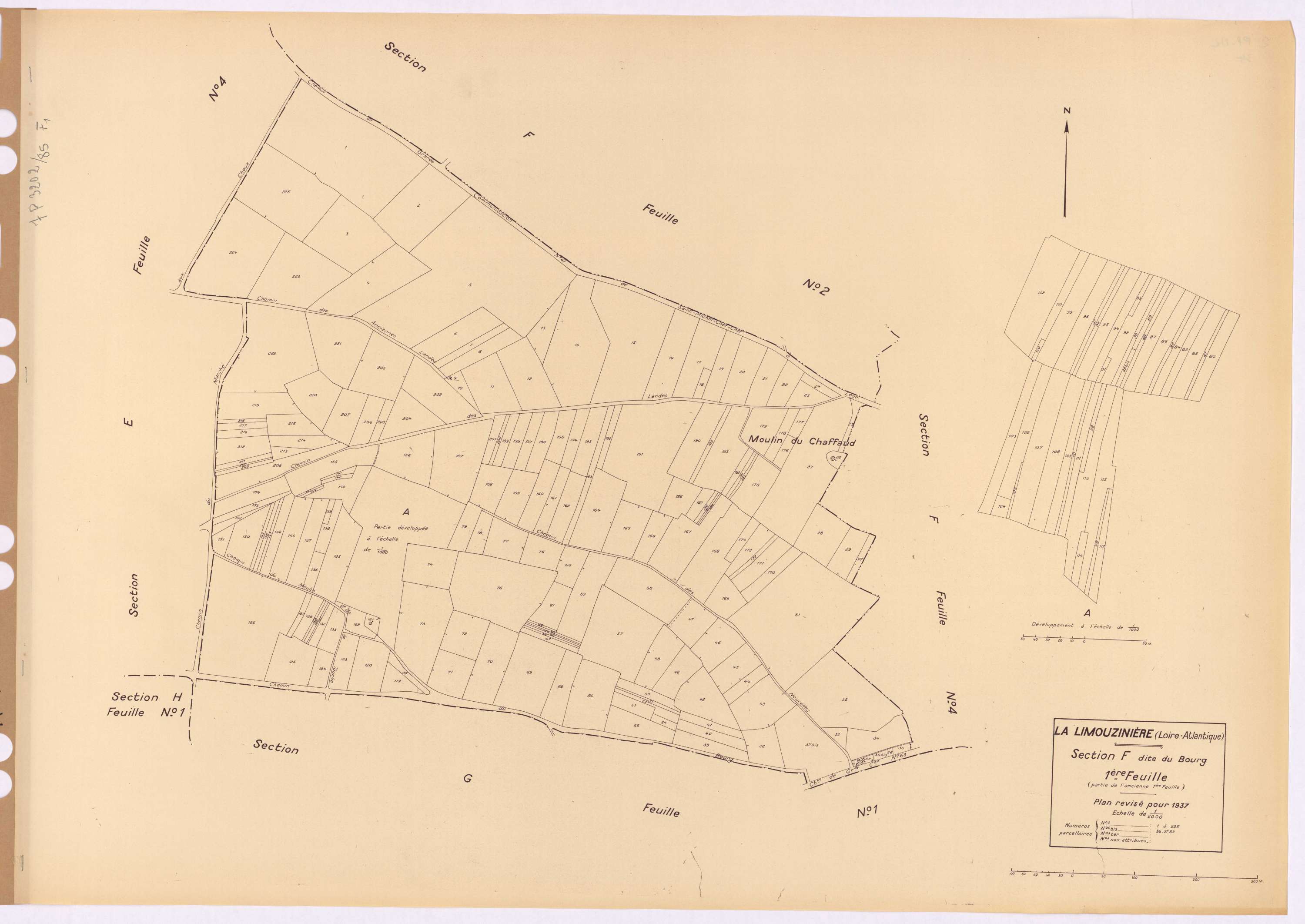 La Limouzinière - Section F1 Bourg (section du) ; 1-225