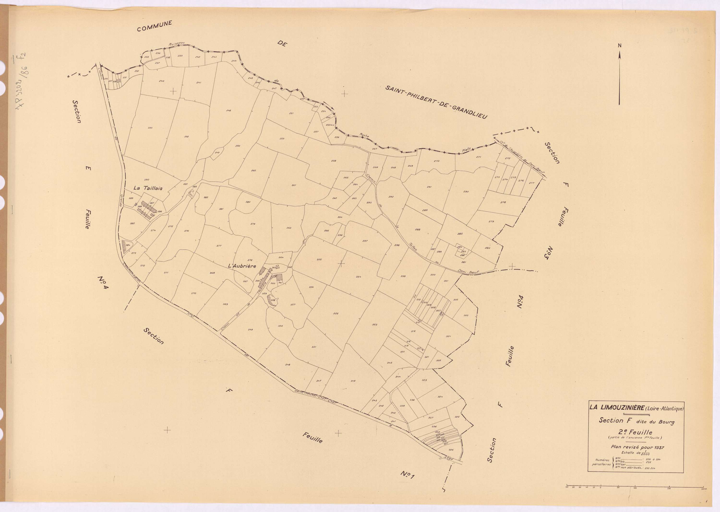 La Limouzinière - Section F2 Bourg (section du) ; 226-394