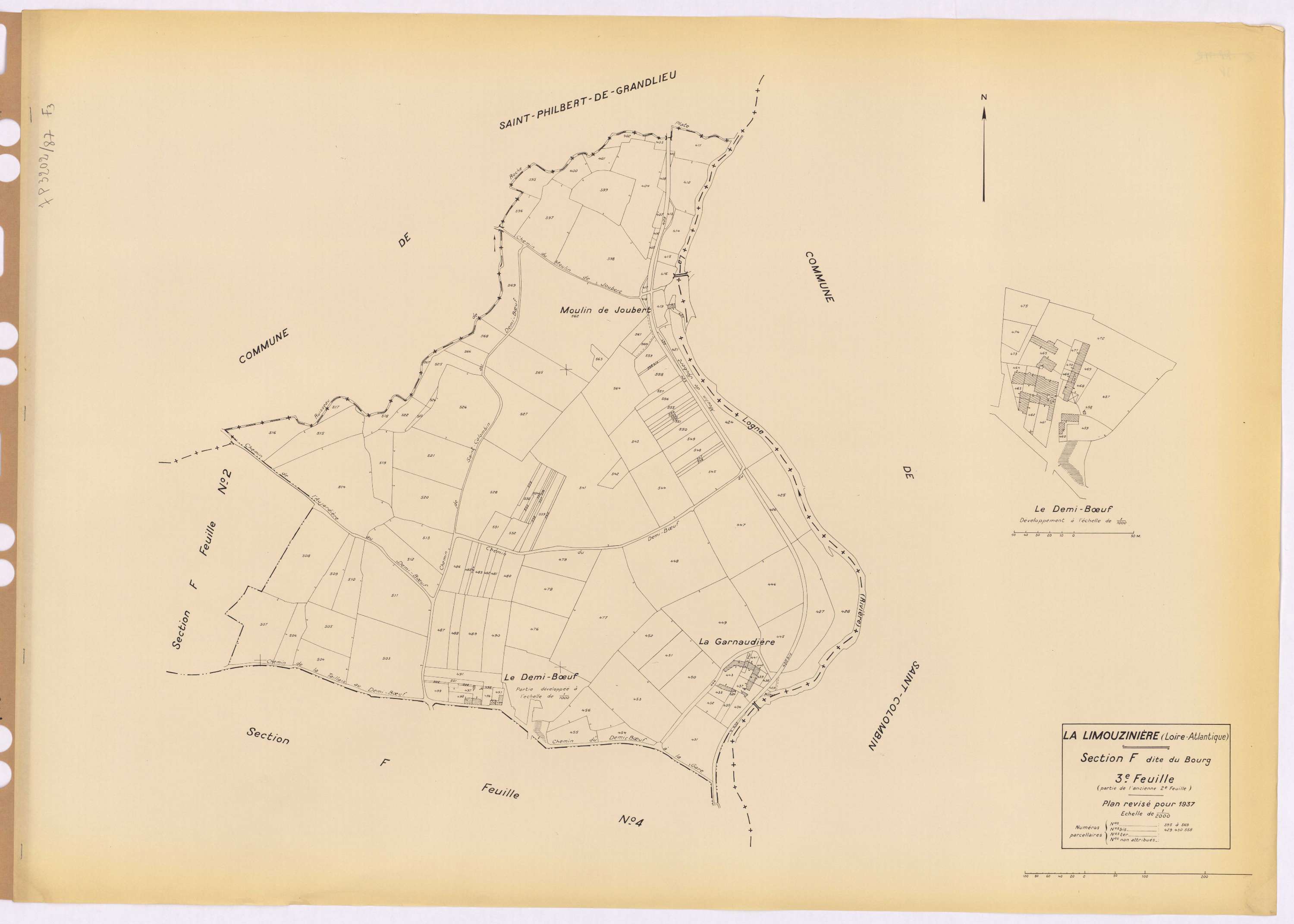 La Limouzinière - Section F3 Bourg (section du) ; 395-569