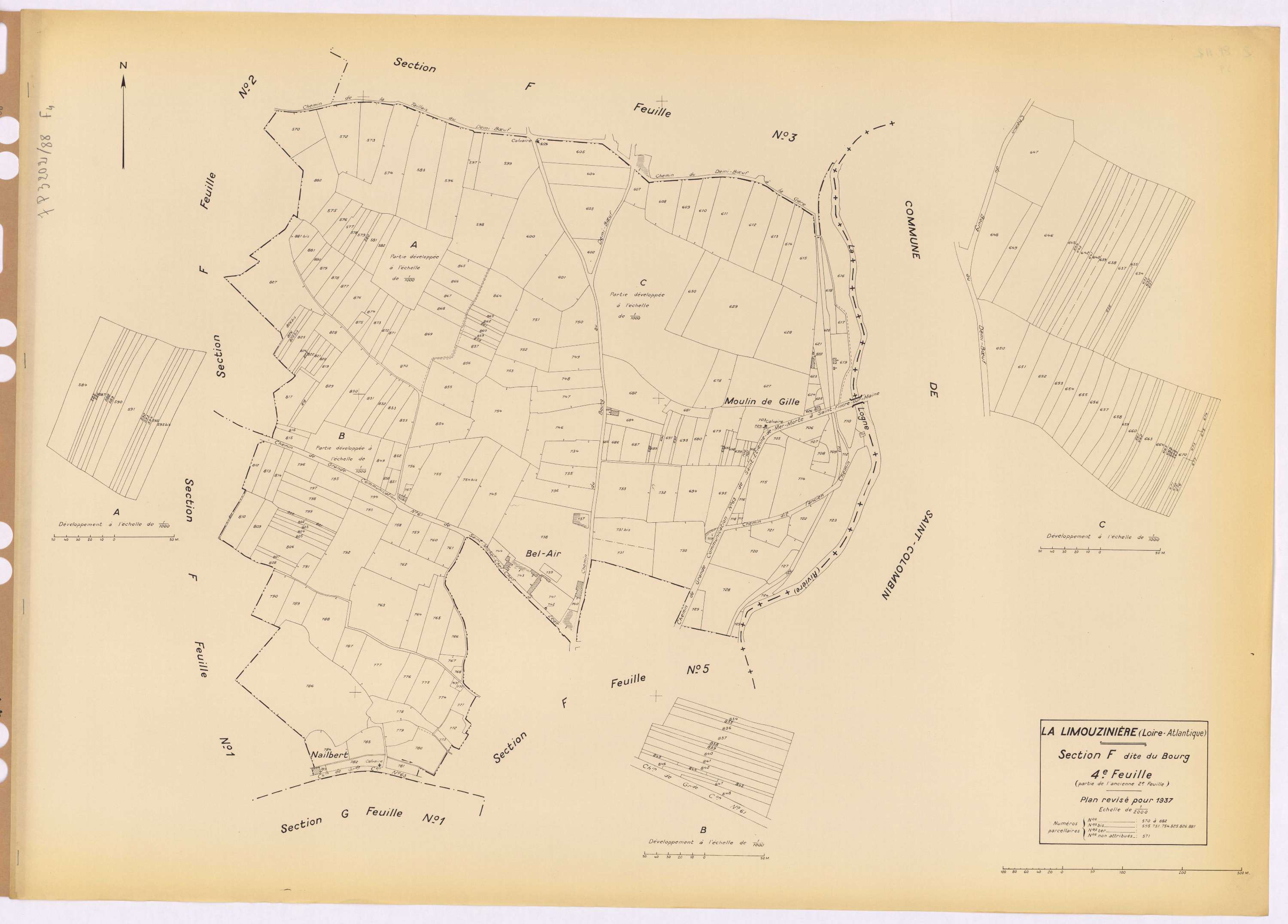 La Limouzinière - Section F4 Bourg (section du) ; 570-882