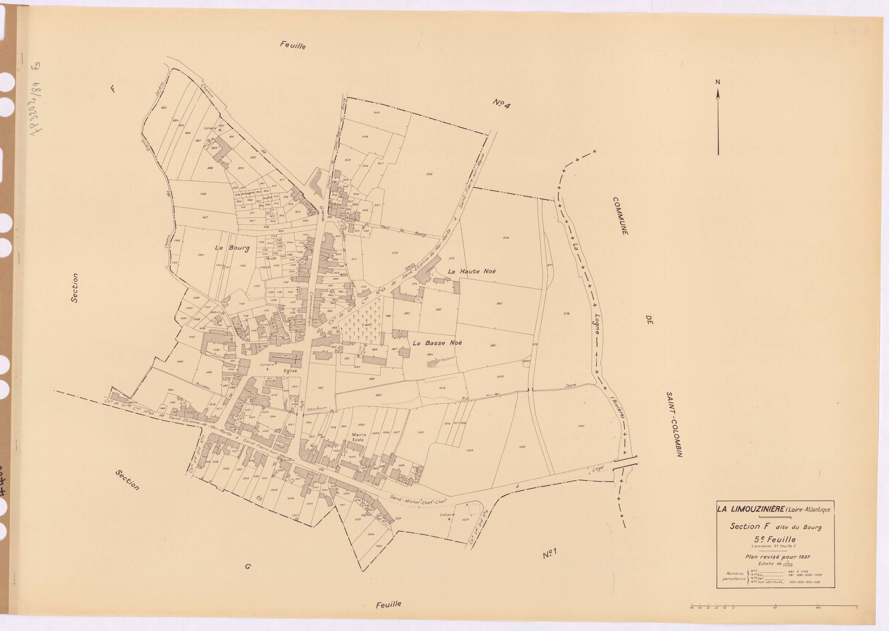 La Limouzinière - Section F5 Bourg (section du) ; 883-1168