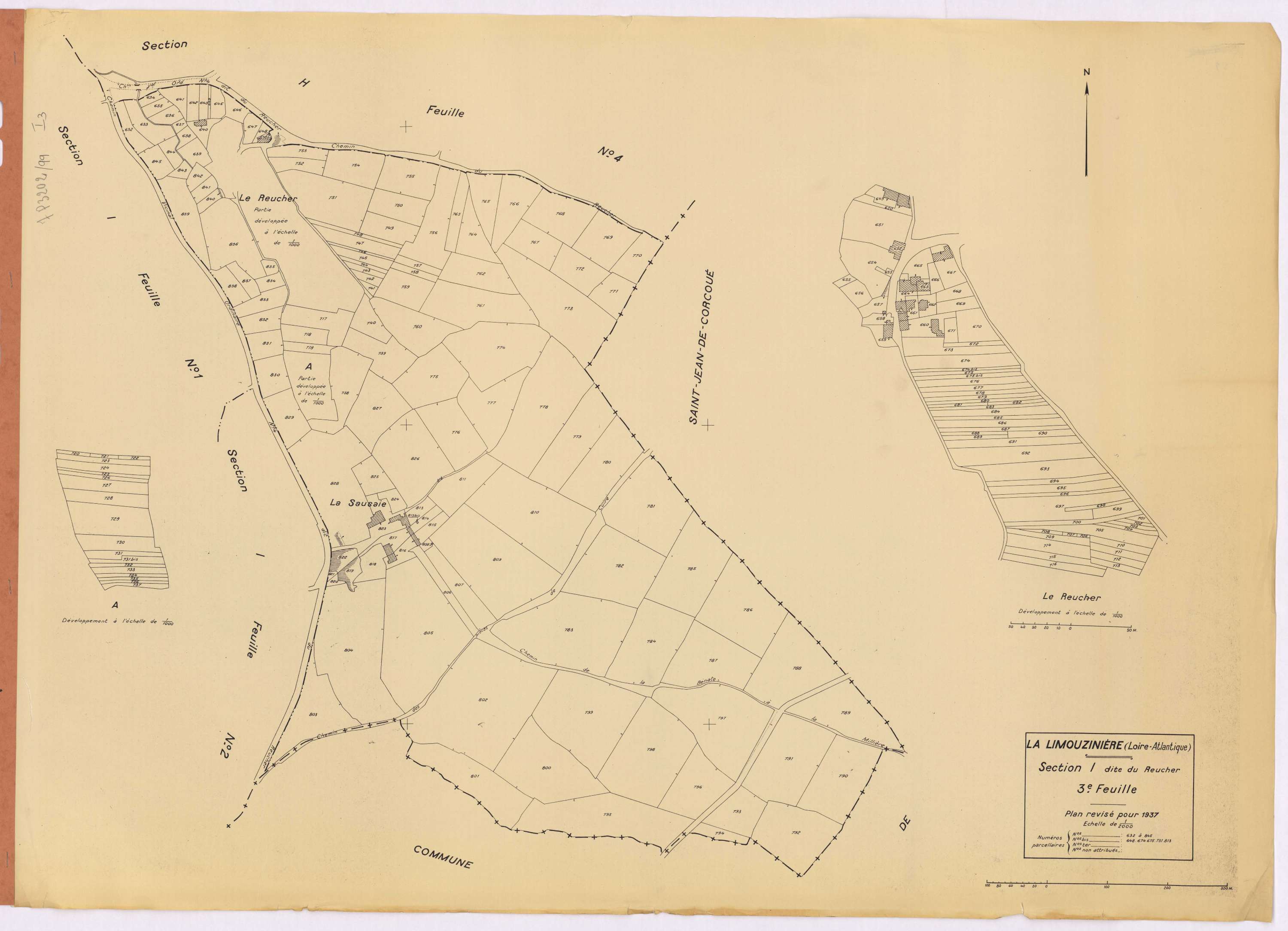 La Limouzinière - Section I3 Reucher (section du) ; 632-845