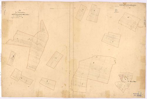 La Limouzinière - Section F1 F2 (développement) Bourg (section du) ; 1-407 ; développement du village du Demi-Bœuf et de diverses parcelles