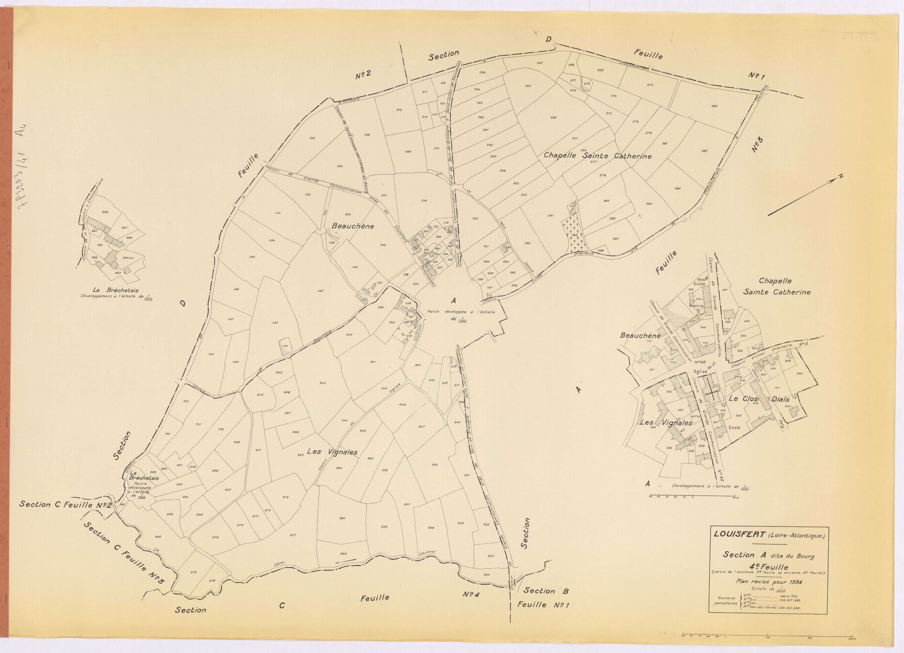 Louisfert - Section A4 Bourg (section du) ; 485-703