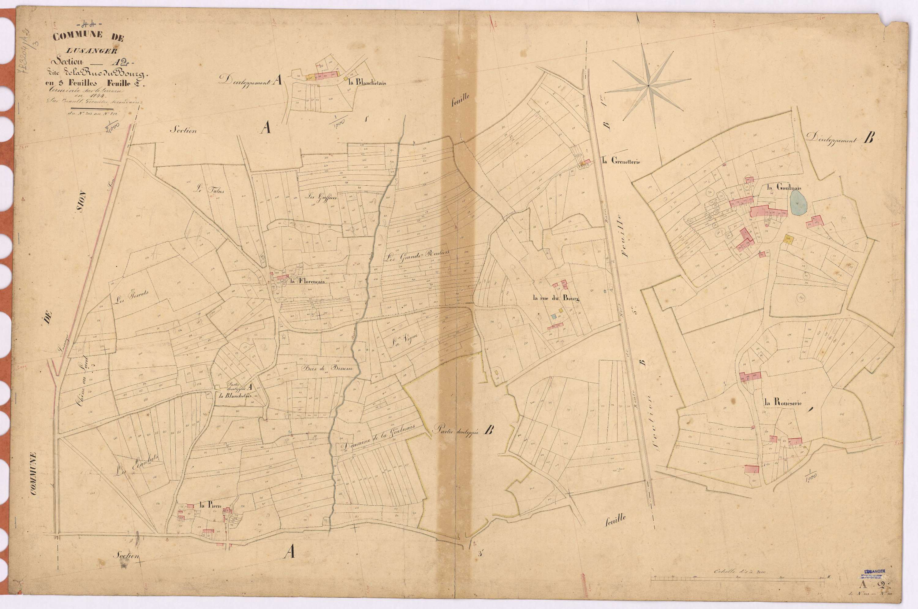 Lusanger - Section A2 Rue du Bourg (section de La) ; 203-812