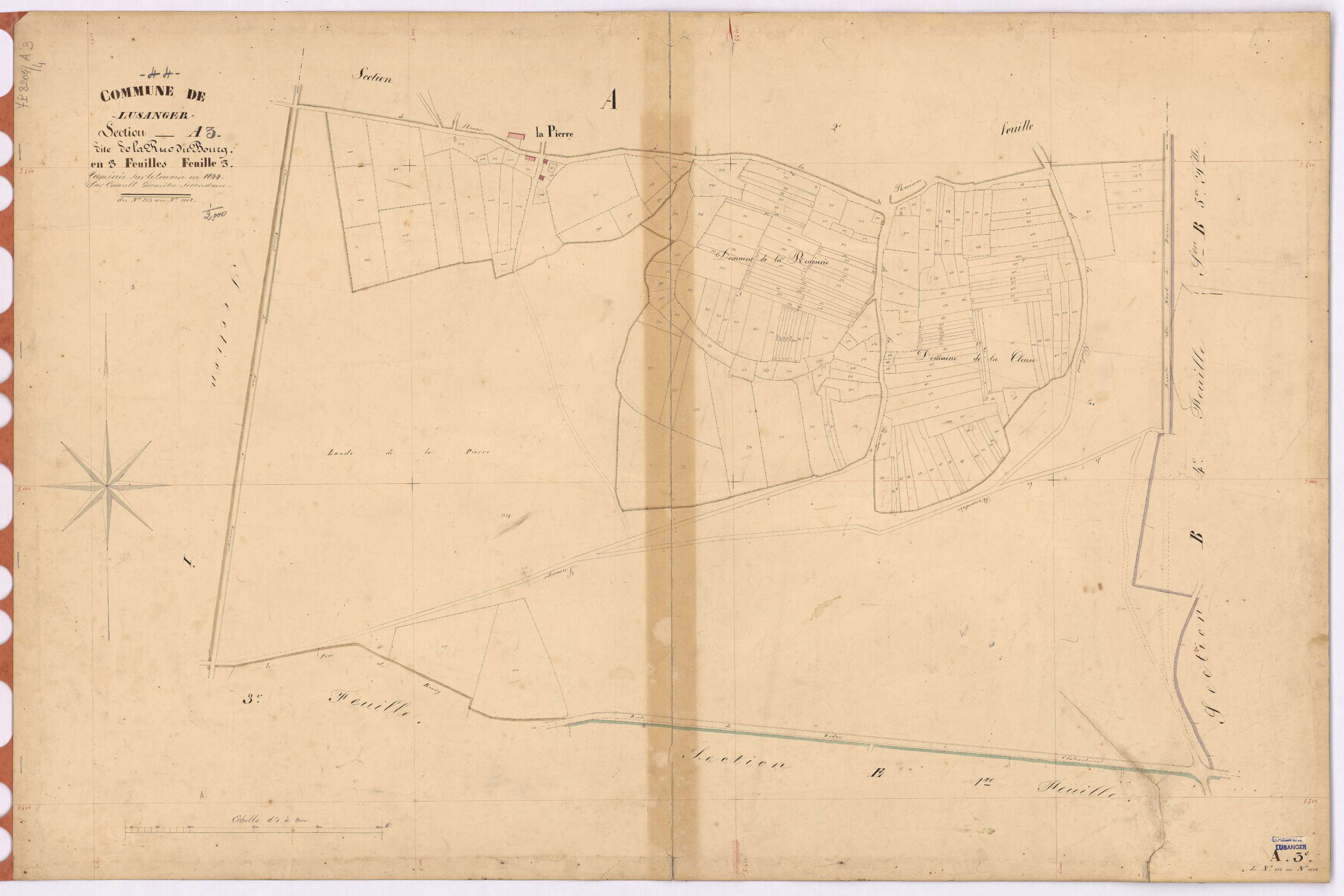 Lusanger - Section A3 Rue du Bourg (section de La) ; 813-1018
