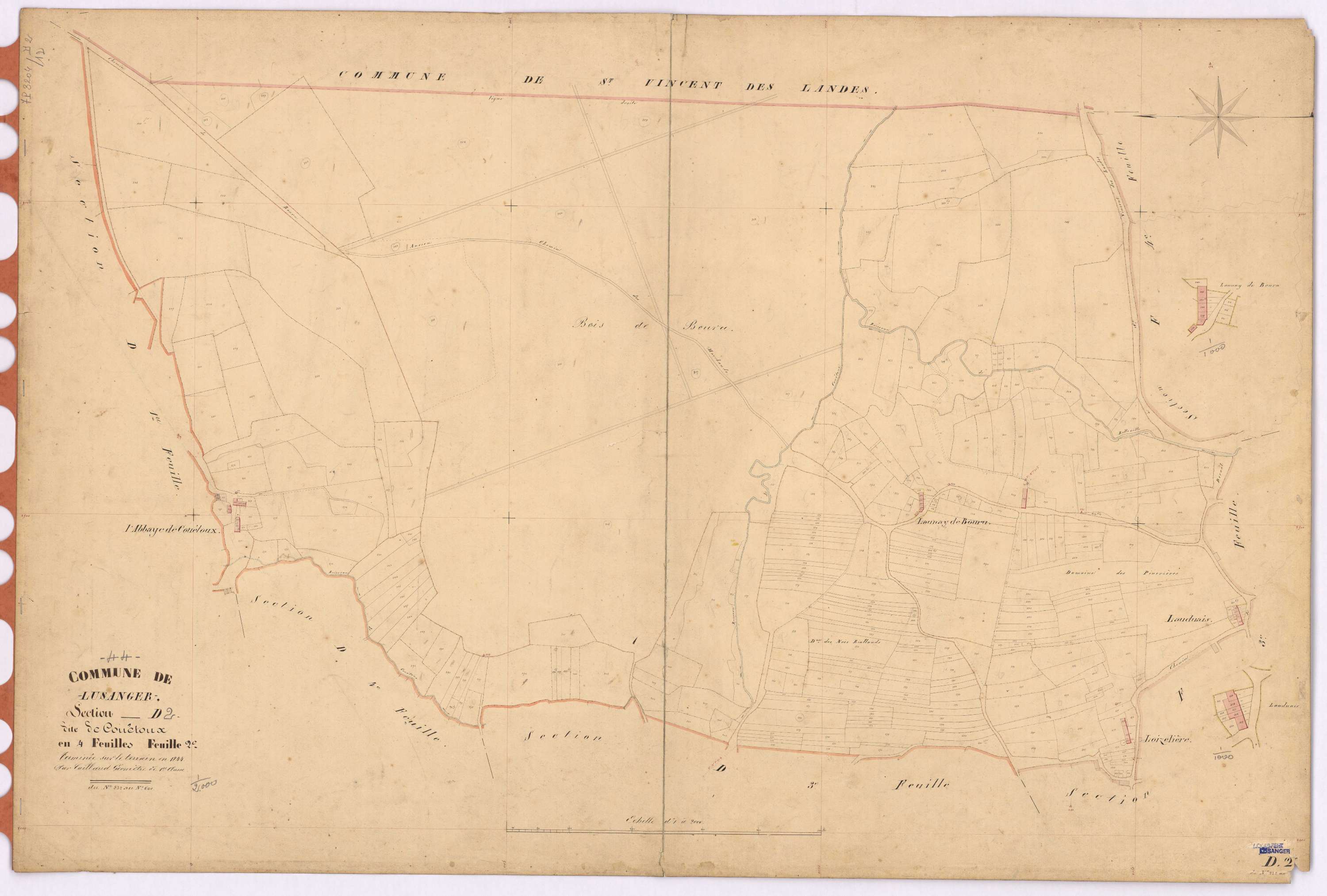 Lusanger - Section D2 Couétoux (section de) ; 232-601