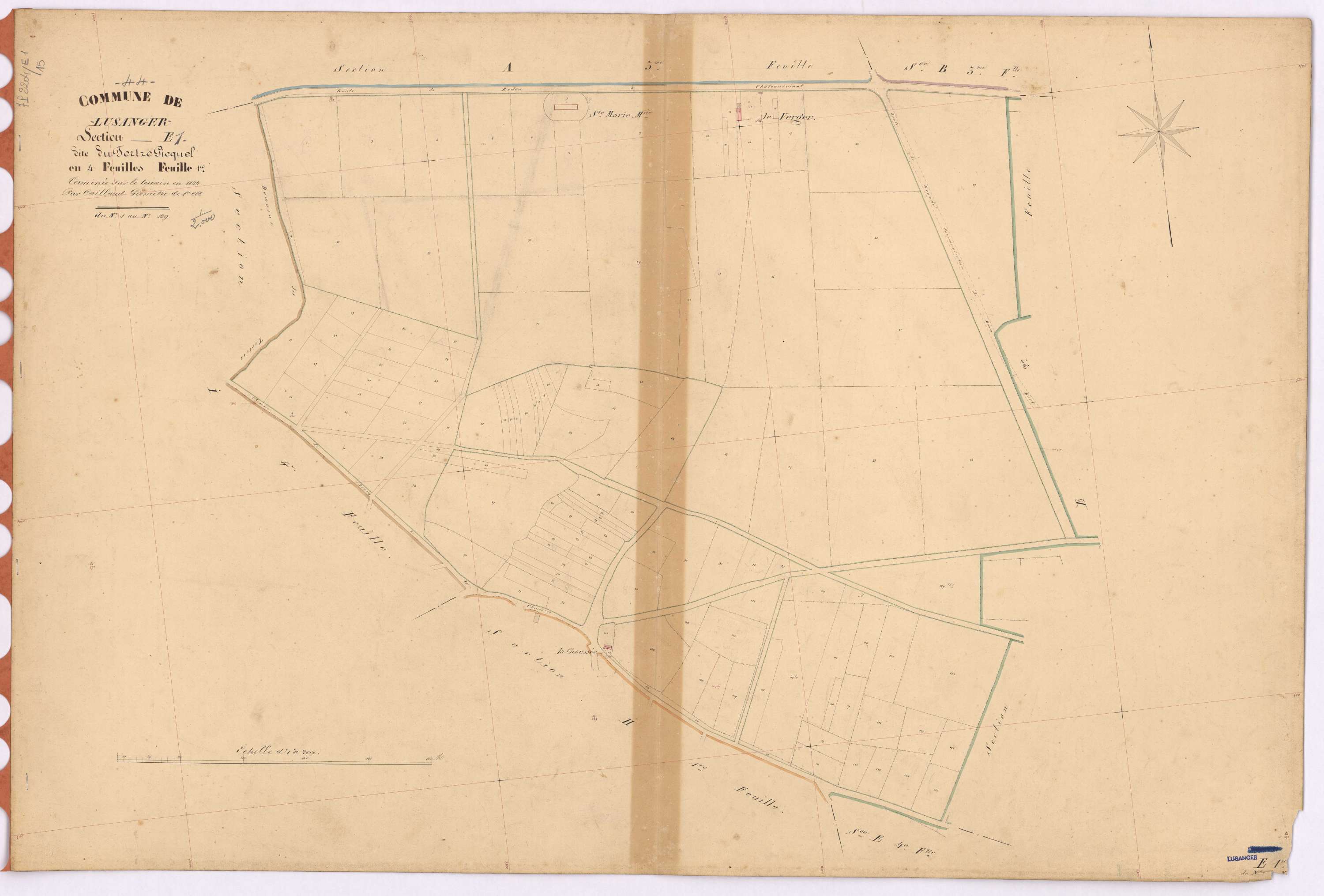 Lusanger - Section E1 Tertre-Gicquel (section du) ; 1-129