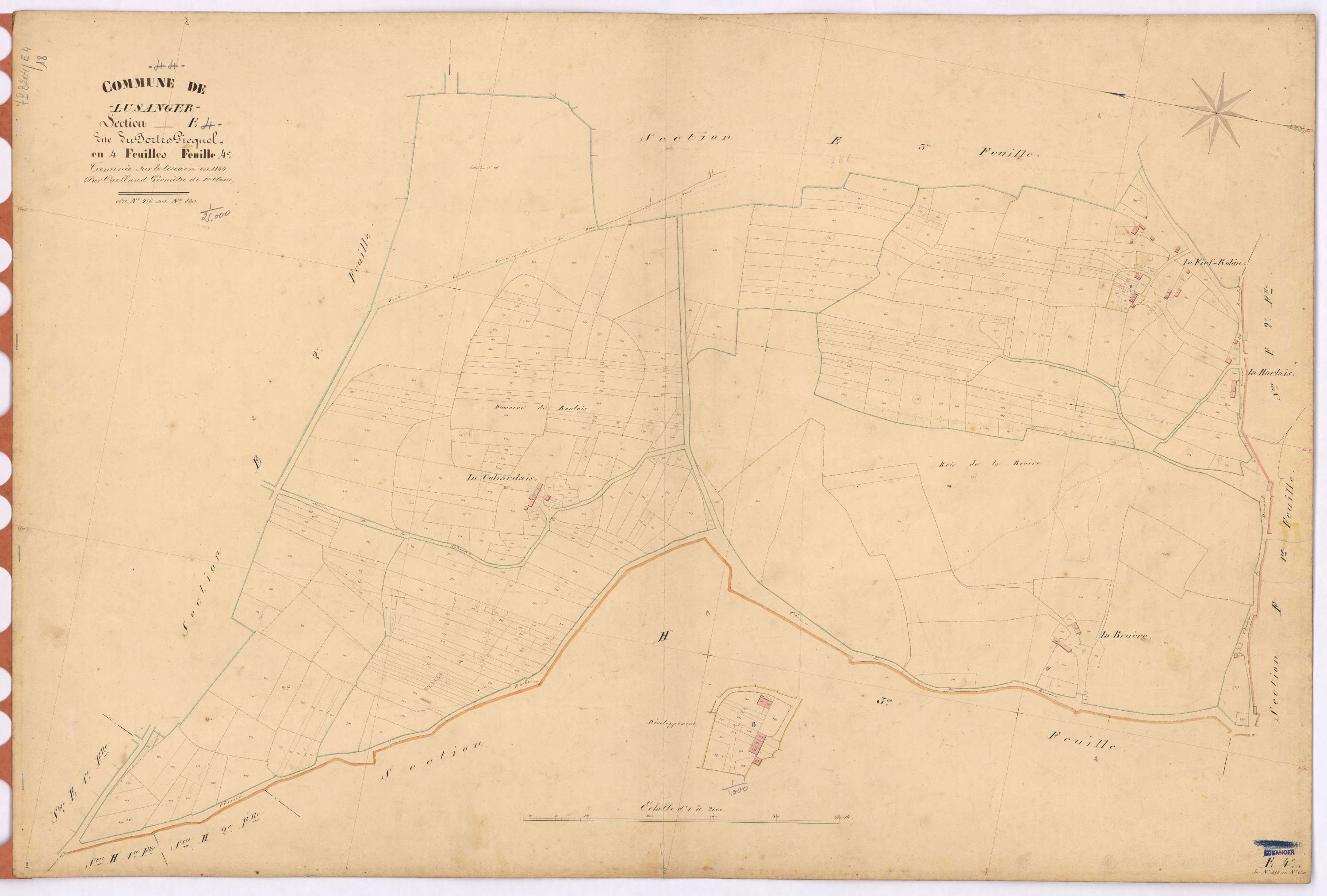 Lusanger - Section E4 Tertre-Gicquel (section du) ; 456-830