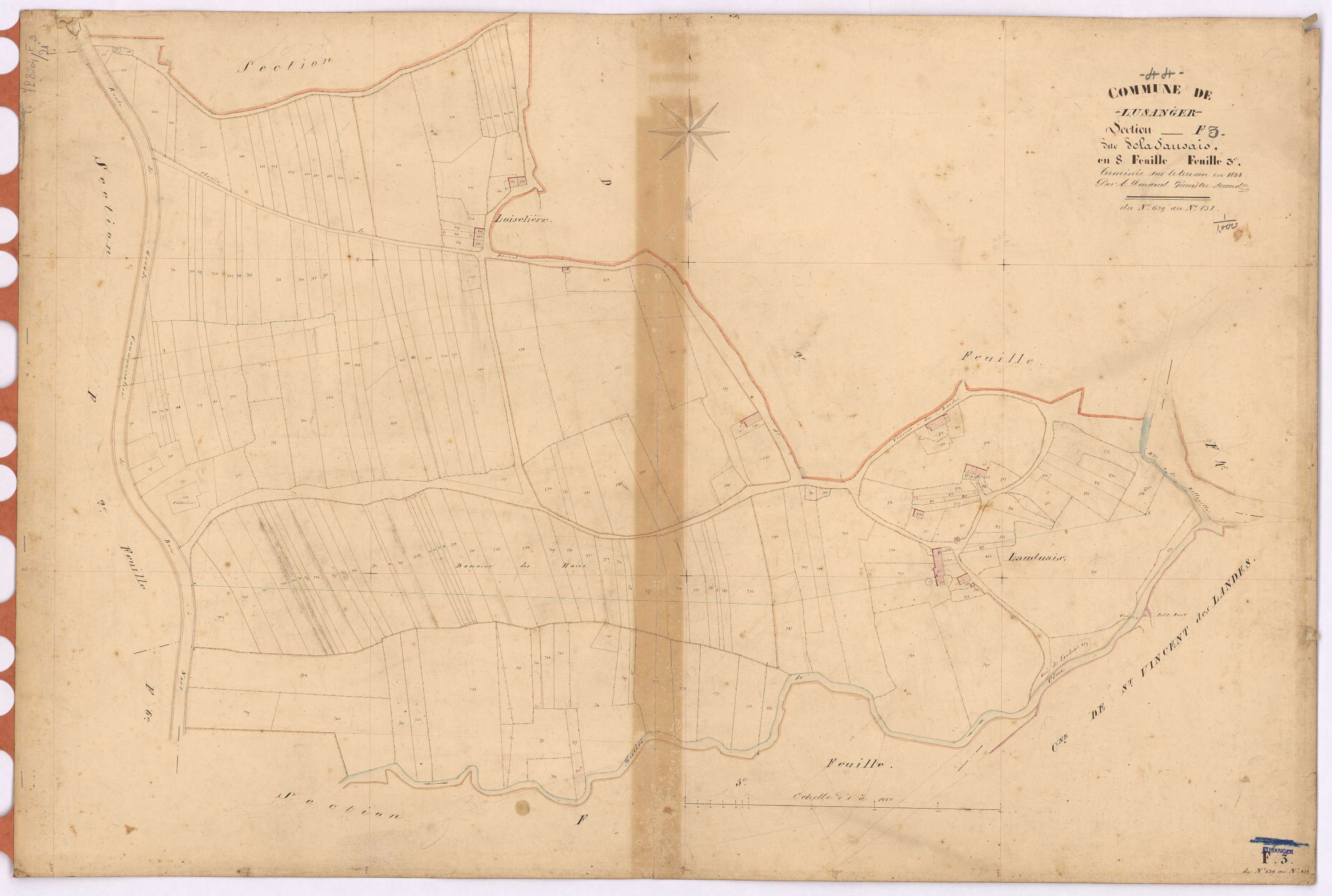 Lusanger - Section F3 Sausais (section de La) ; 639-838