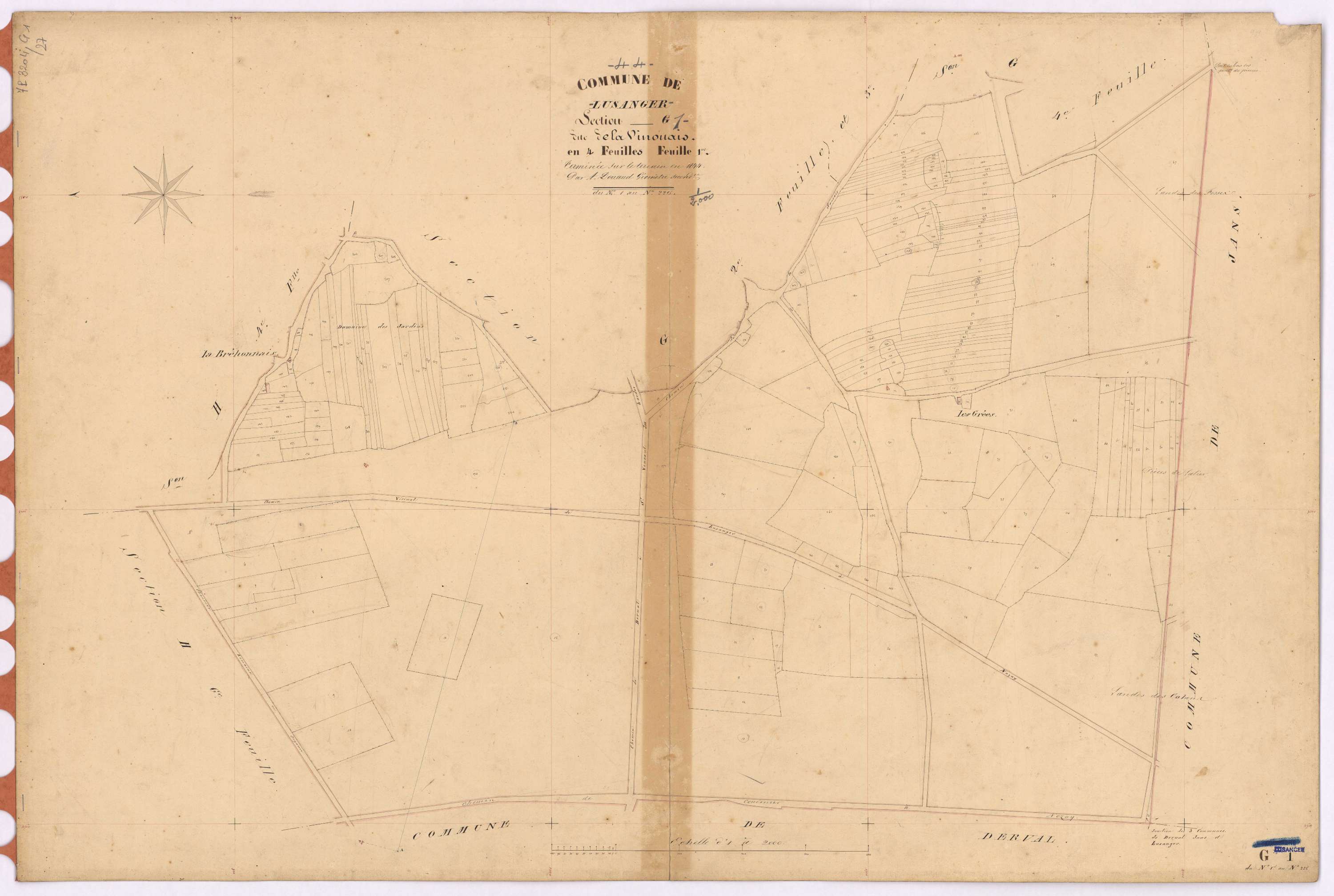 Lusanger - Section G1 Vinouais (section de La) ; 1-226
