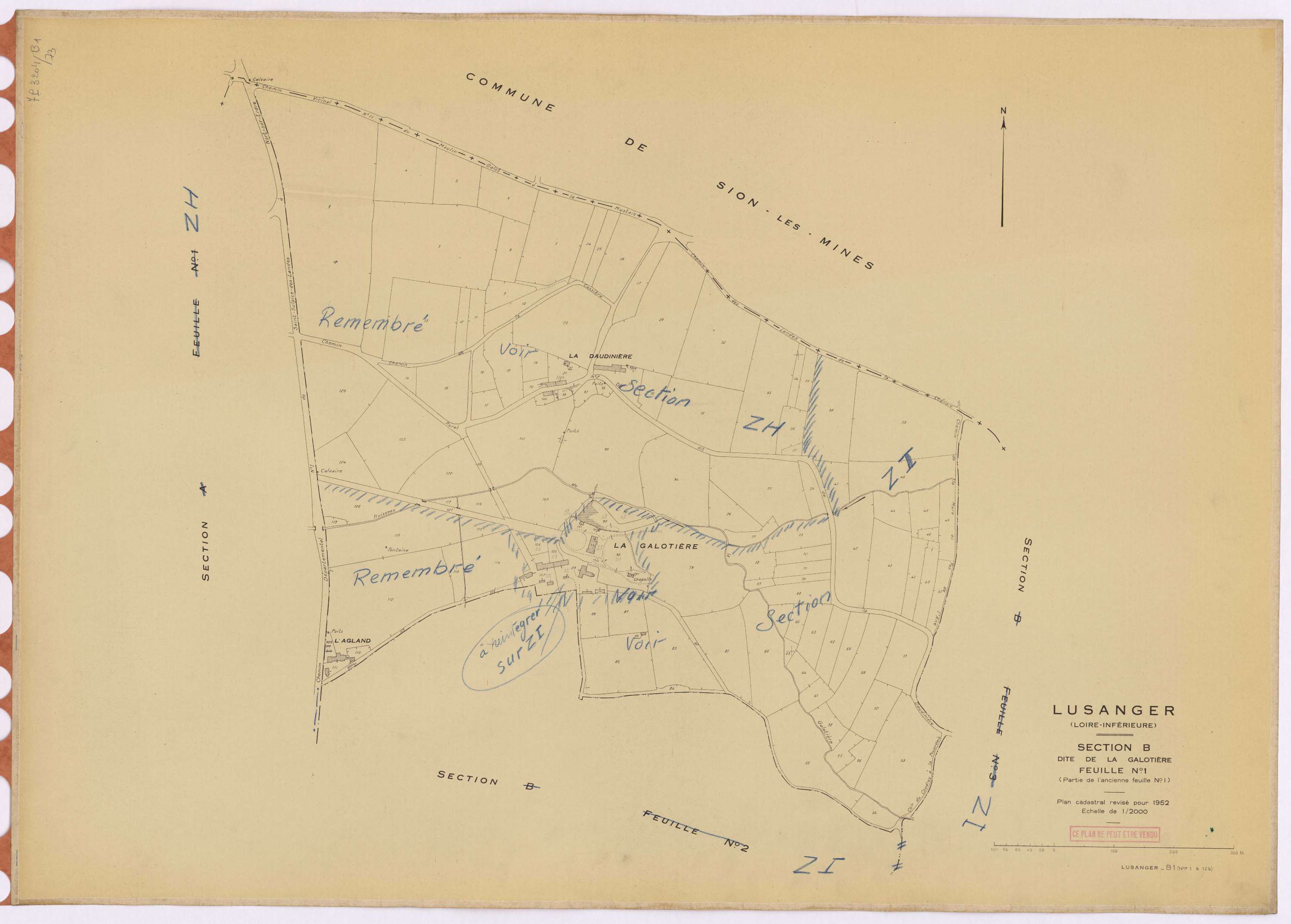 Lusanger - Section B1 Galotière (section de La) ; 1-125