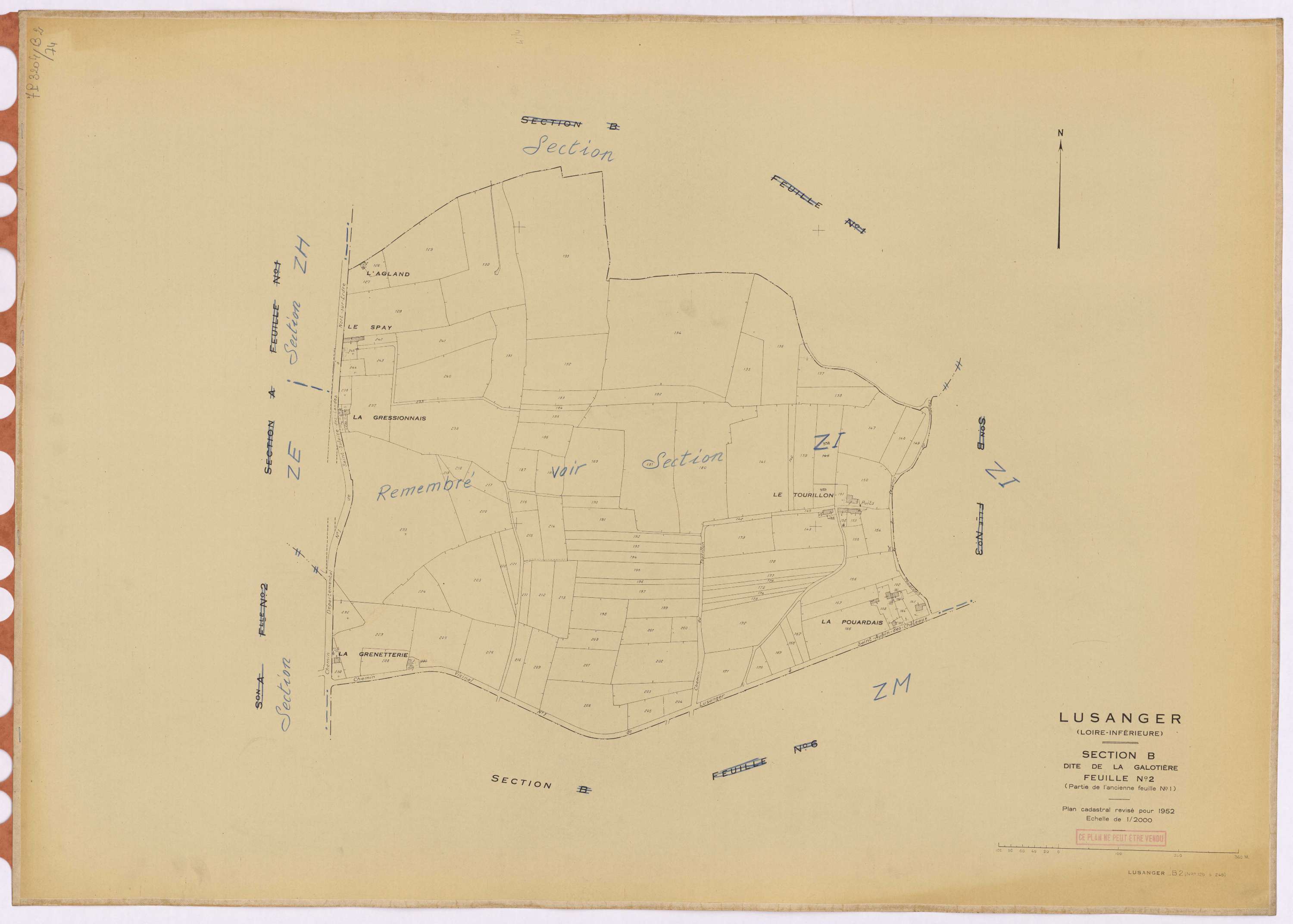 Lusanger - Section B2 Galotière (section de La) ; 126-245