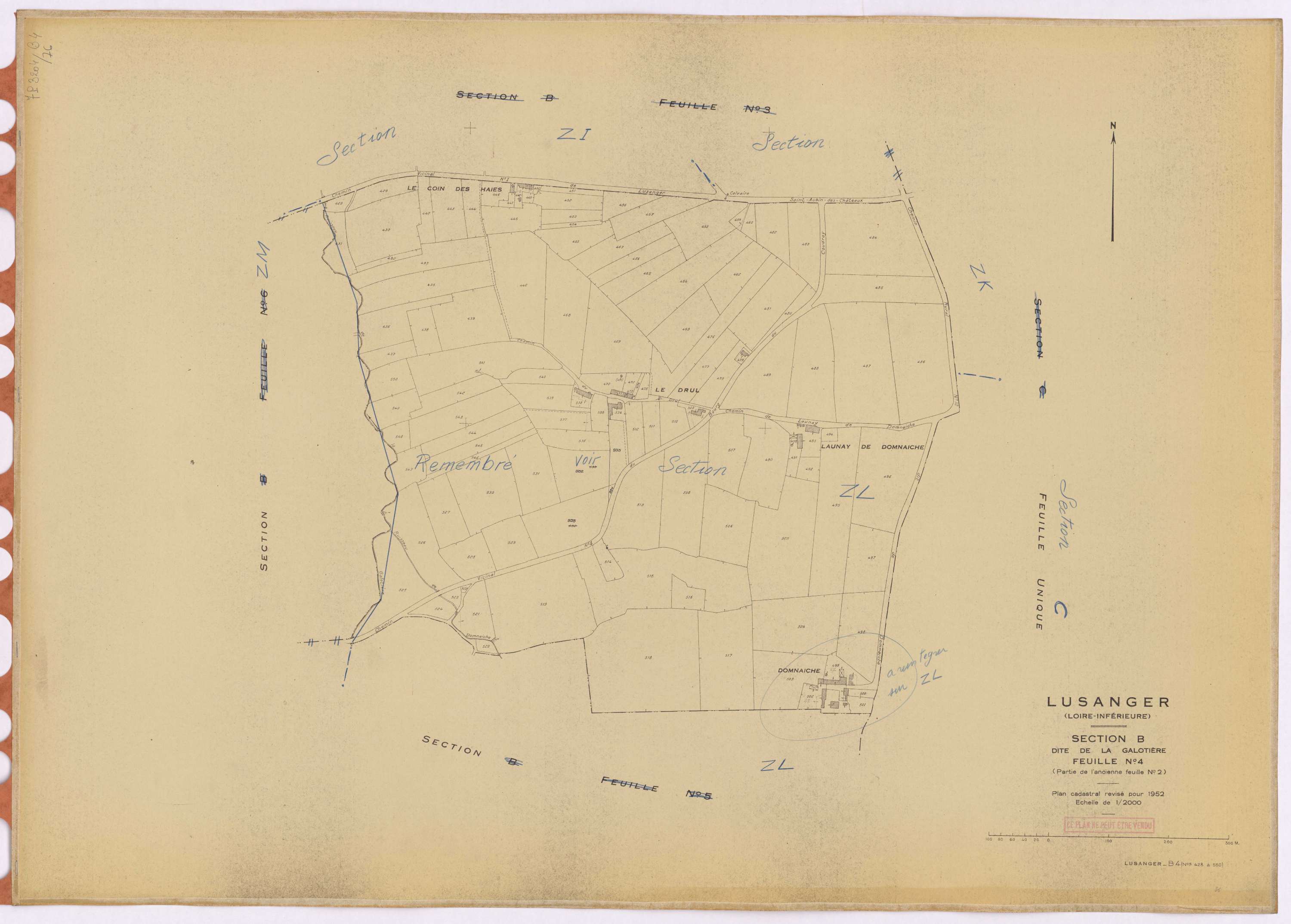 Lusanger - Section B4 Galotière (section de La) ; 428-550