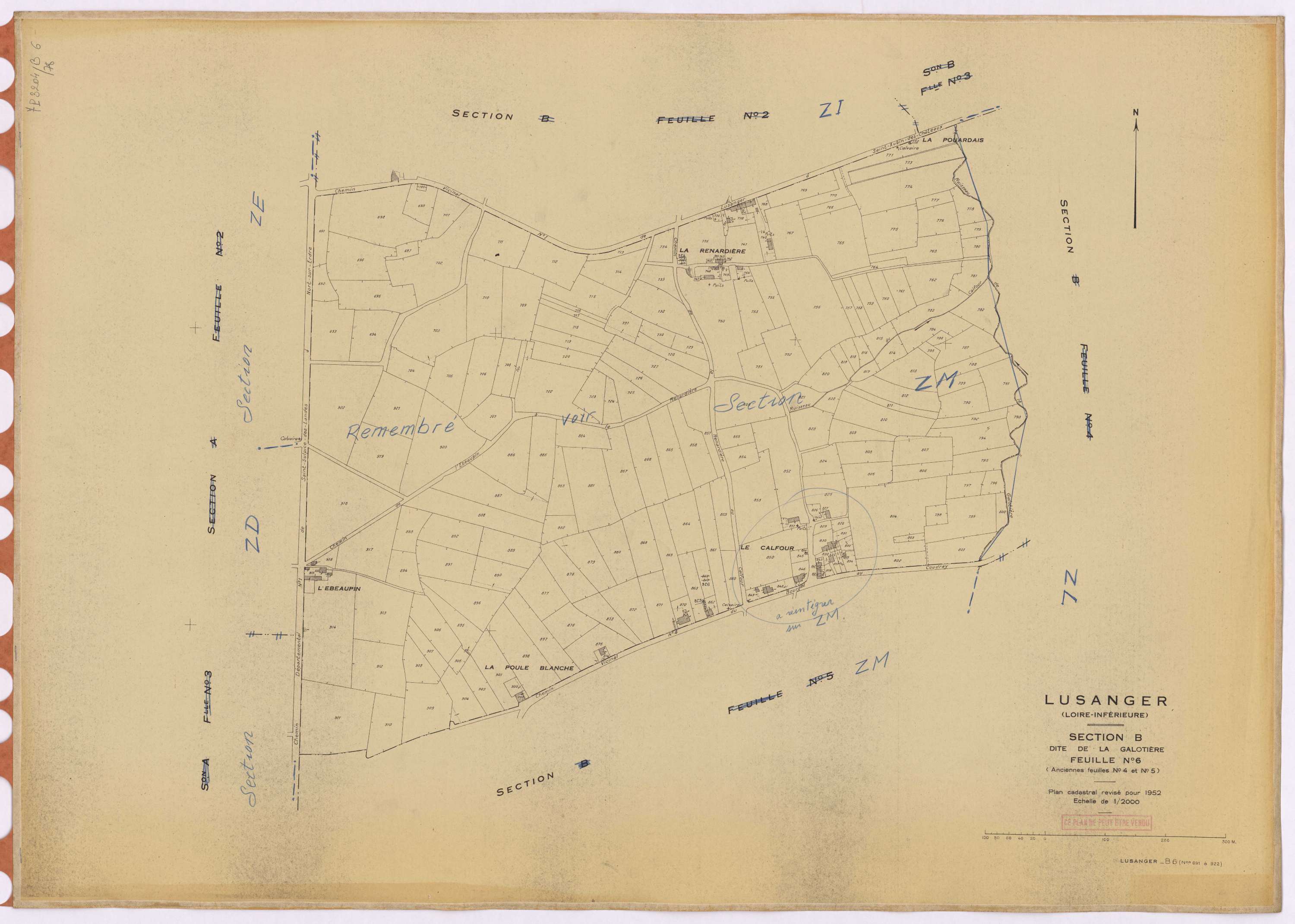 Lusanger - Section B6 Galotière (section de La) ; 691-922