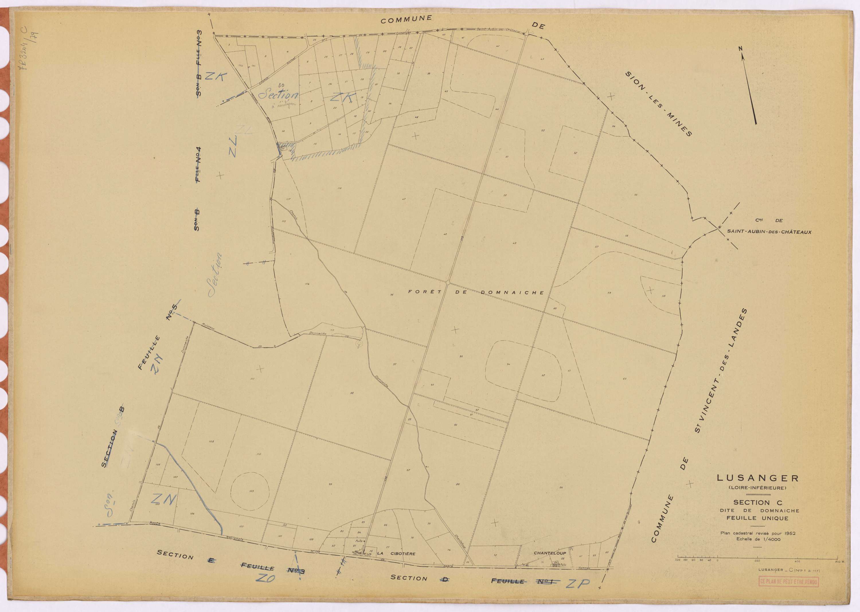 Lusanger - Section C Domnaiche (section de) ; 1-117