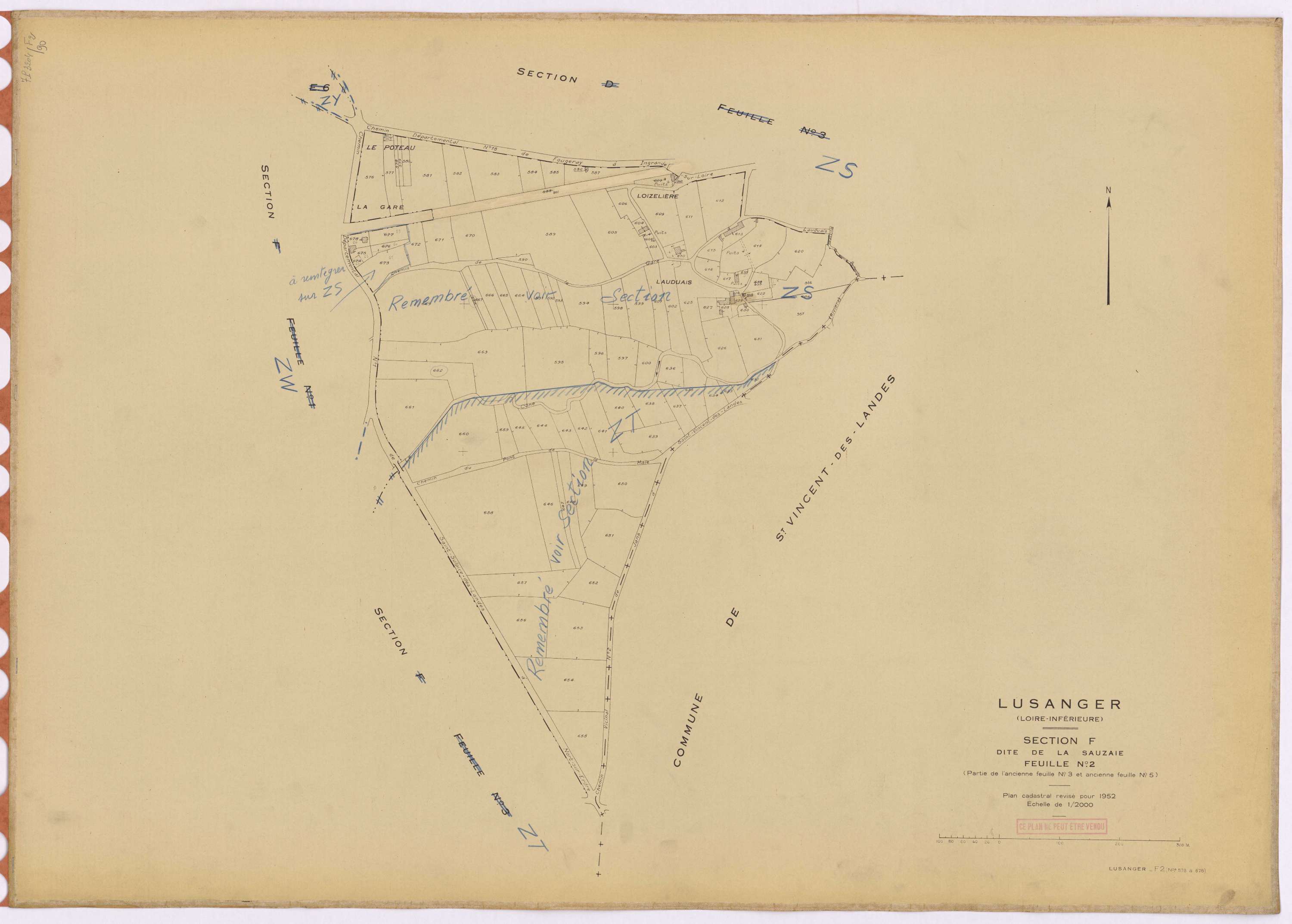 Lusanger - Section F2 Sauzaie (section de La) ; 576-678