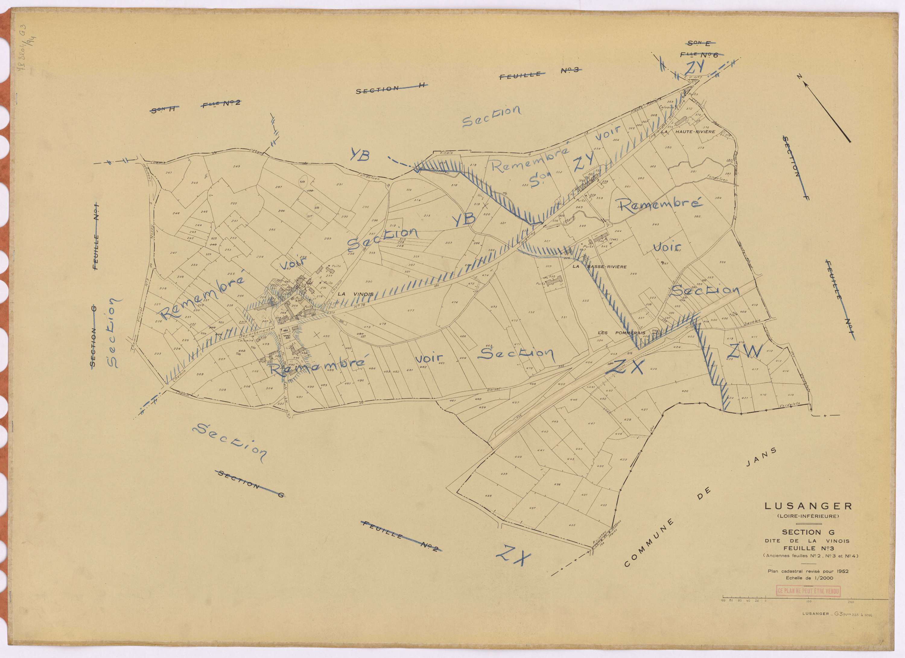 Lusanger - Section G3 Vinois (section de La) ; 223-509