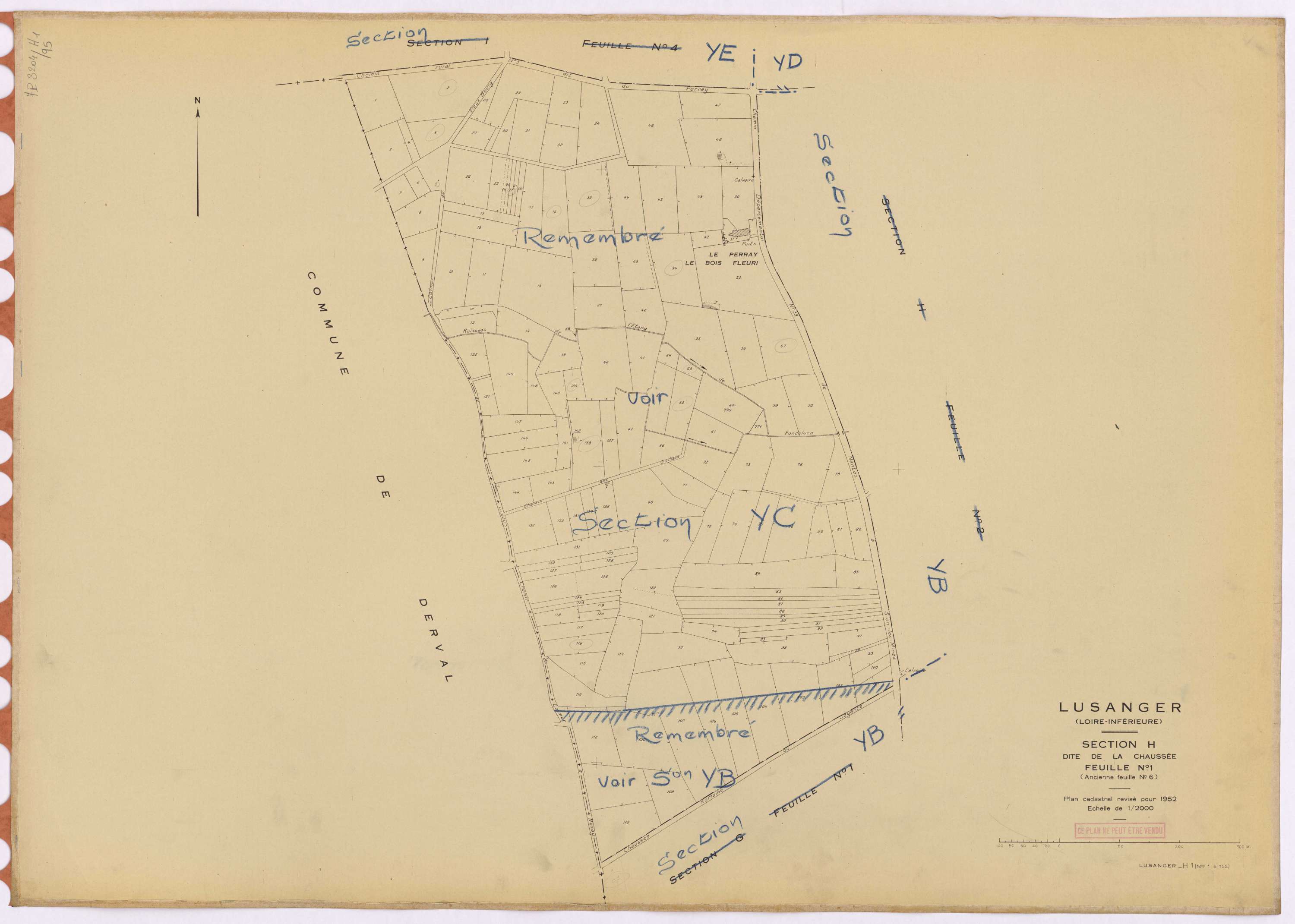 Lusanger - Section H1 Chaussée (section de La) ; 1-152