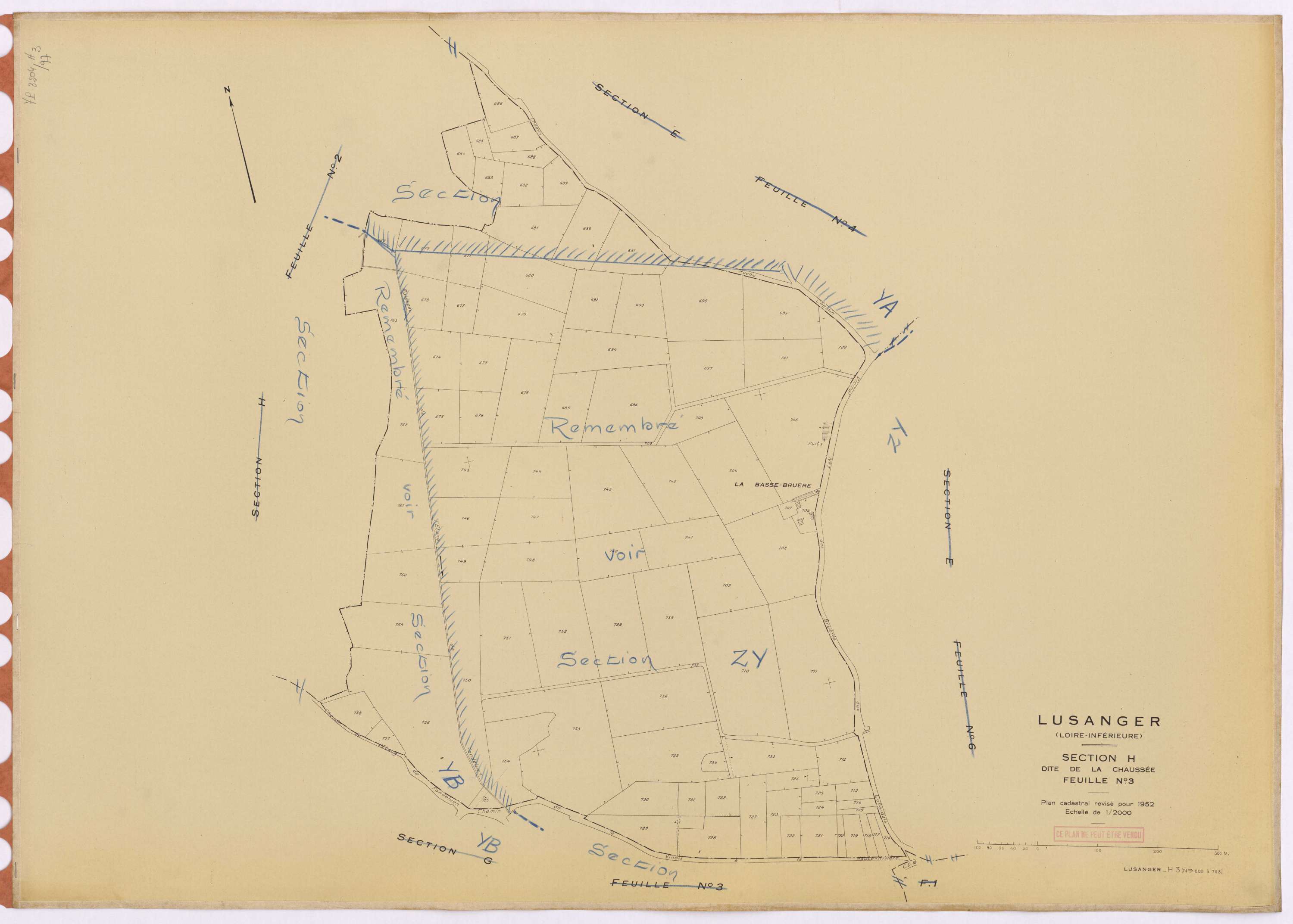 Lusanger - Section H3 Chaussée (section de La) ; 669-763