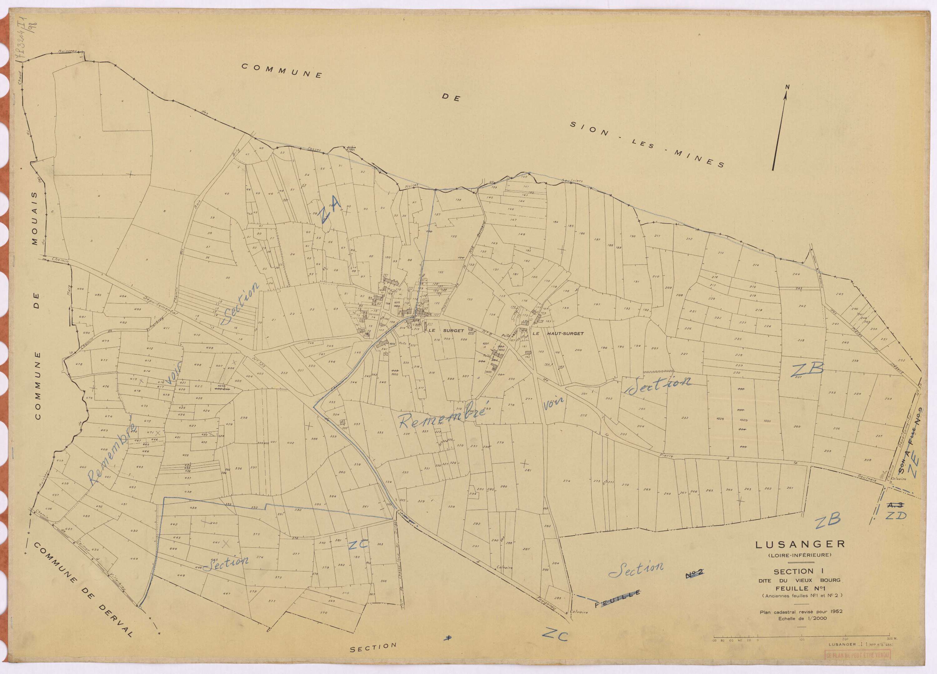 Lusanger - Section I1 Vieux Bourg (section du) ; 1-486