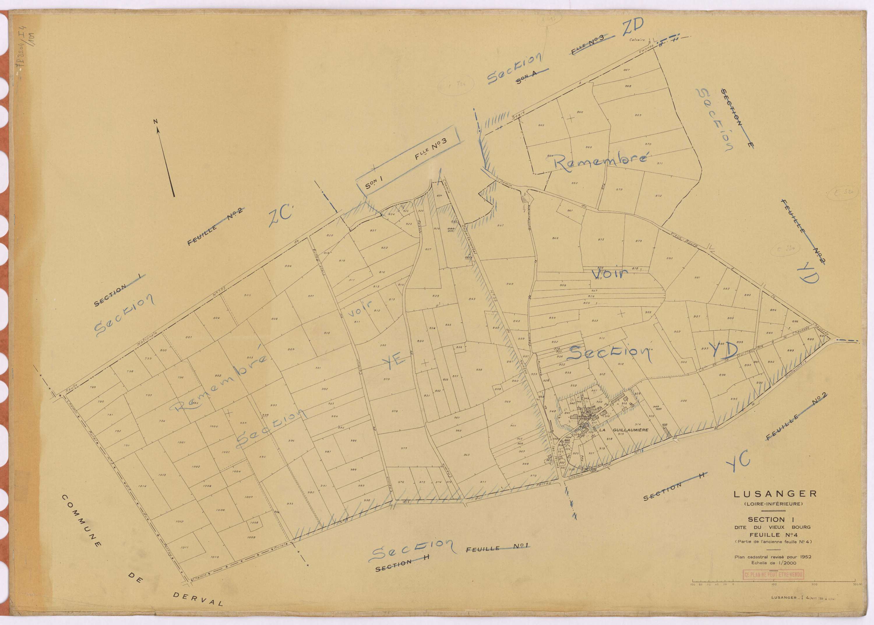 Lusanger - Section I4 Vieux Bourg (section du) ; 789-1014