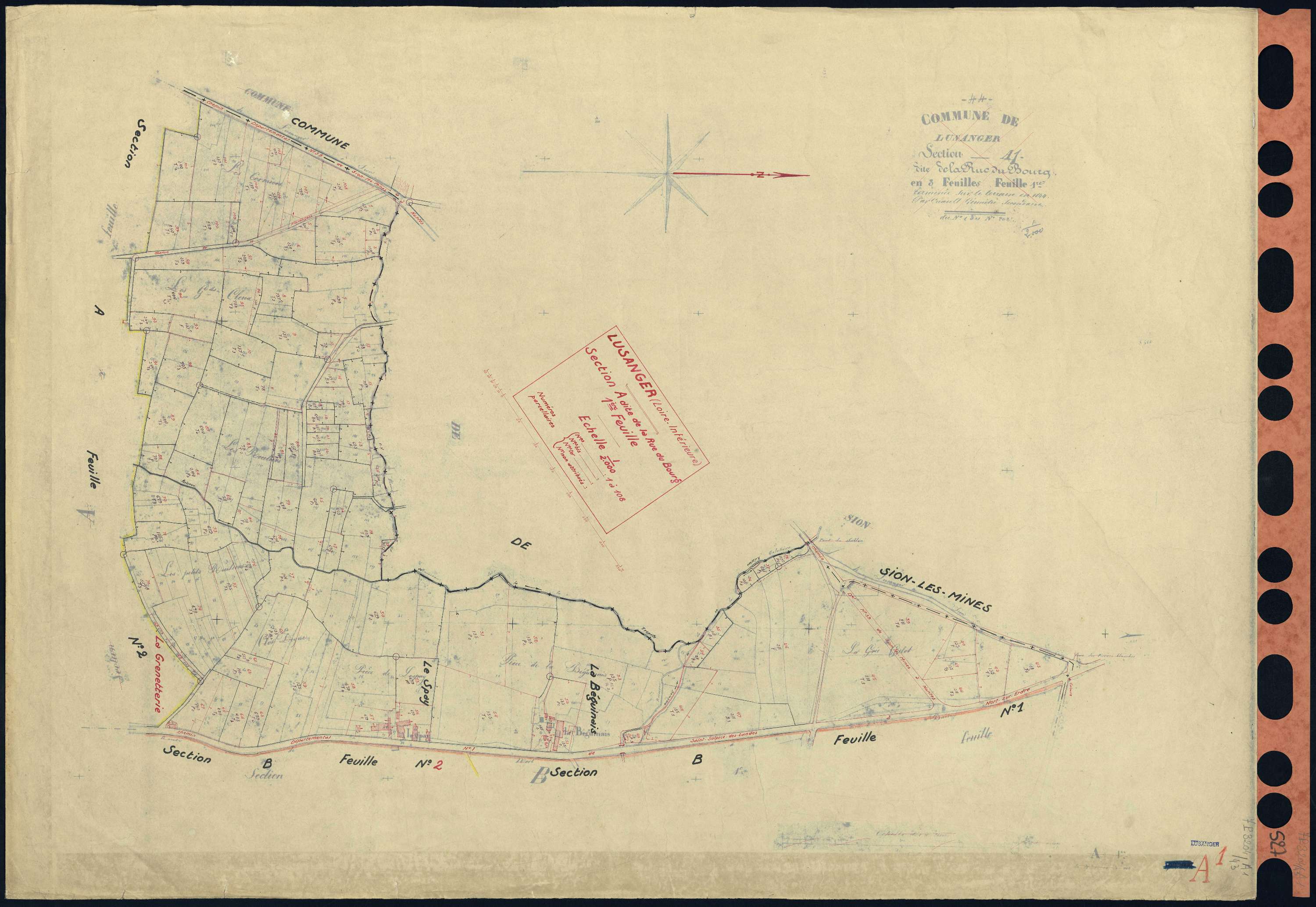 Lusanger - Section A1 Rue du Bourg (section de La) . 1-108
