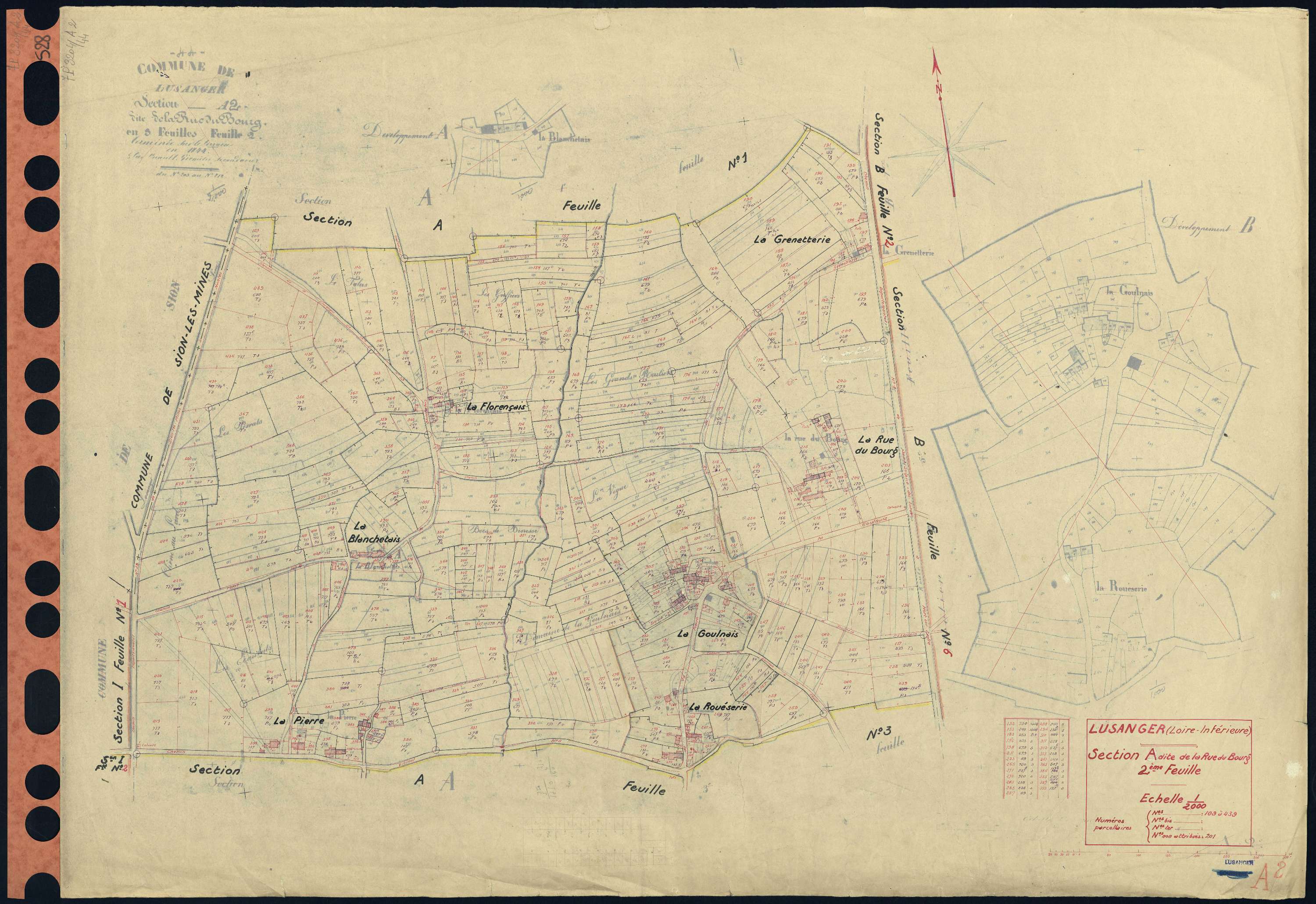 Lusanger - Section A2 Rue du Bourg (section de La) . 109-439