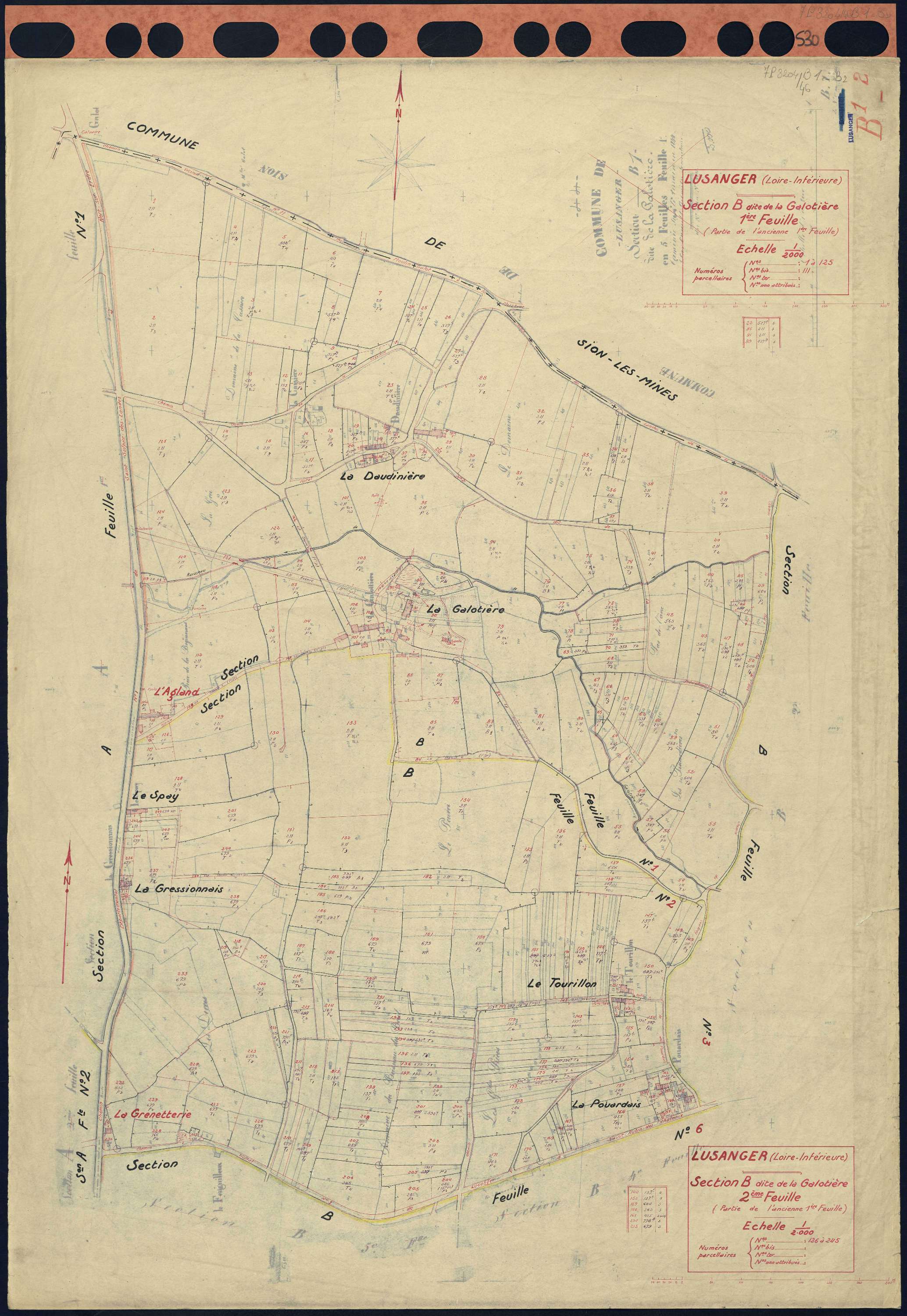 Lusanger - Section B1 B2 Galotière (section de La) . 1-125 . 126-245