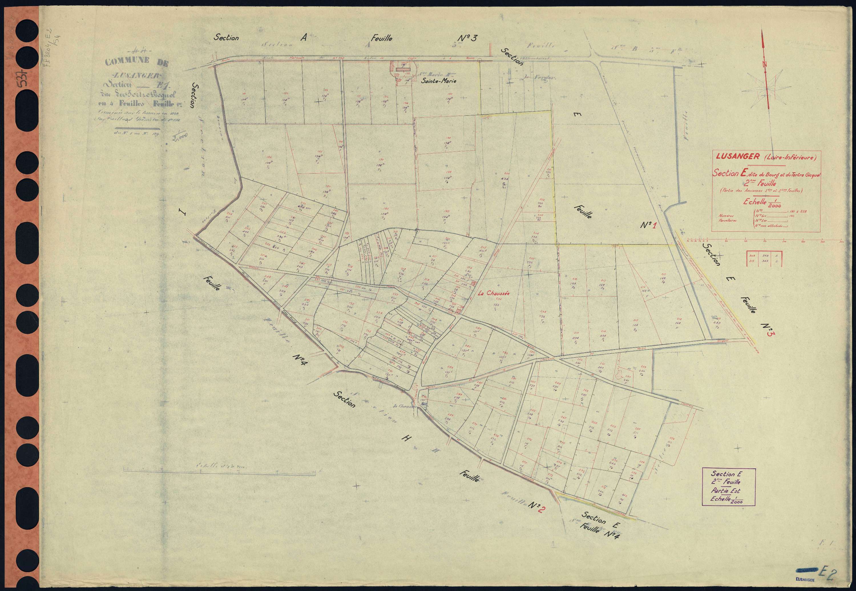 Lusanger - Section E2 Bourg et Tertre Gicquel (section du) . 181-358