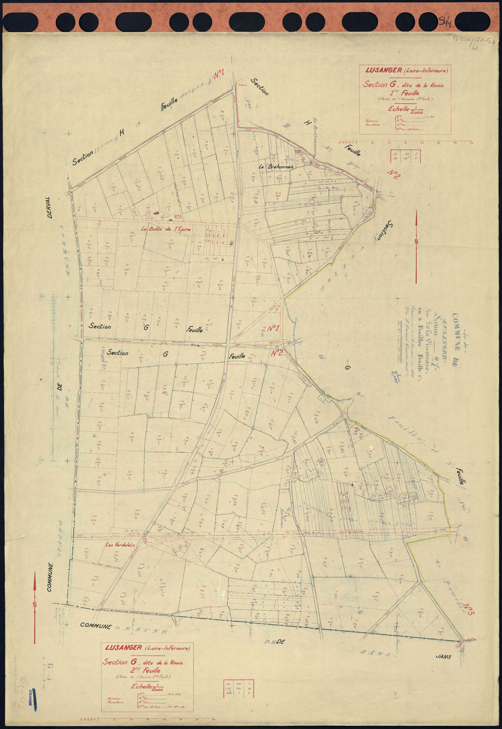 Lusanger - Section G1 G2 Vinois (section de La) . 1-89 . 90-222