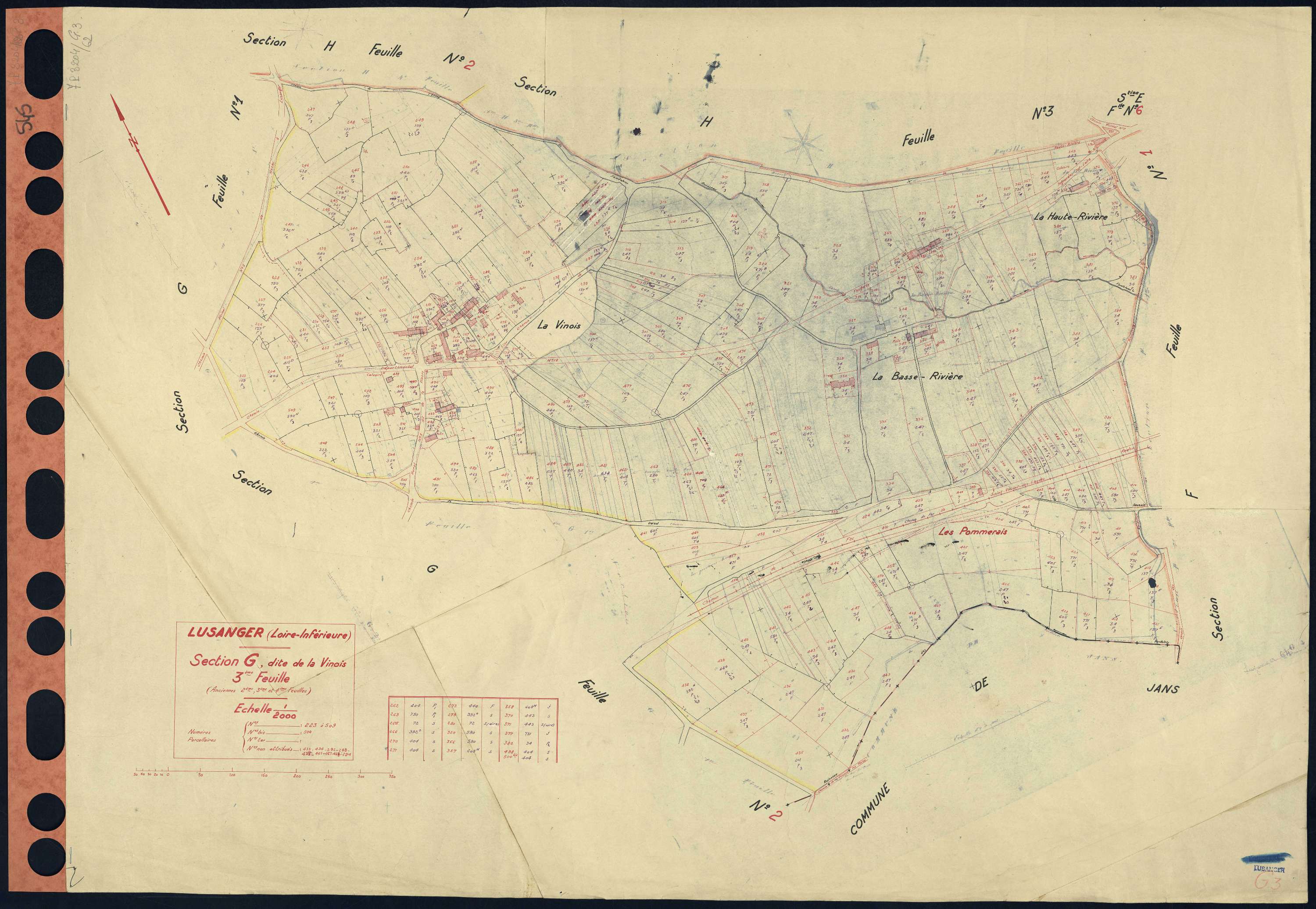 Lusanger - Section G3 Vinois (section de La) . 223-509