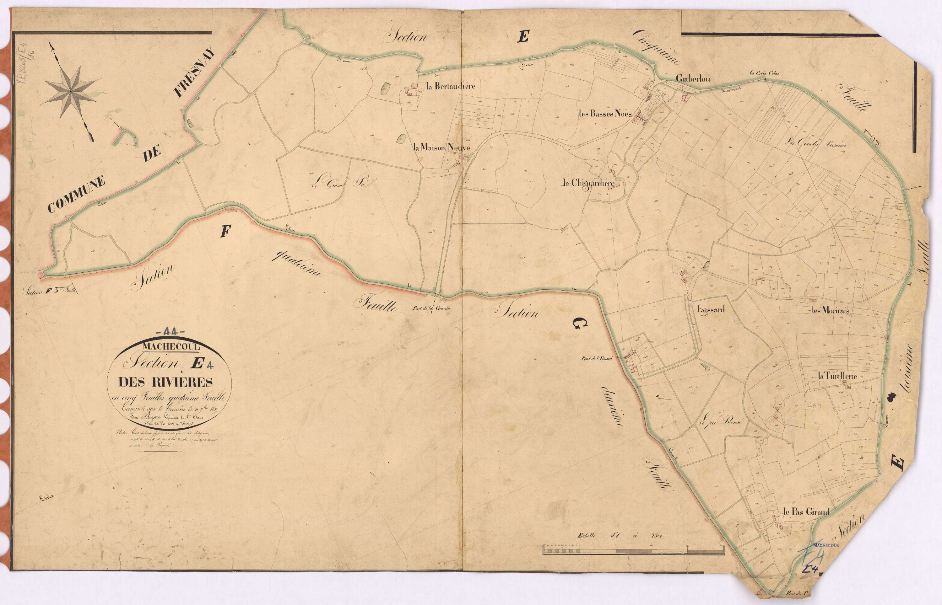 Machecoul - Section E4 Rivières (section des) ; 1121-1378