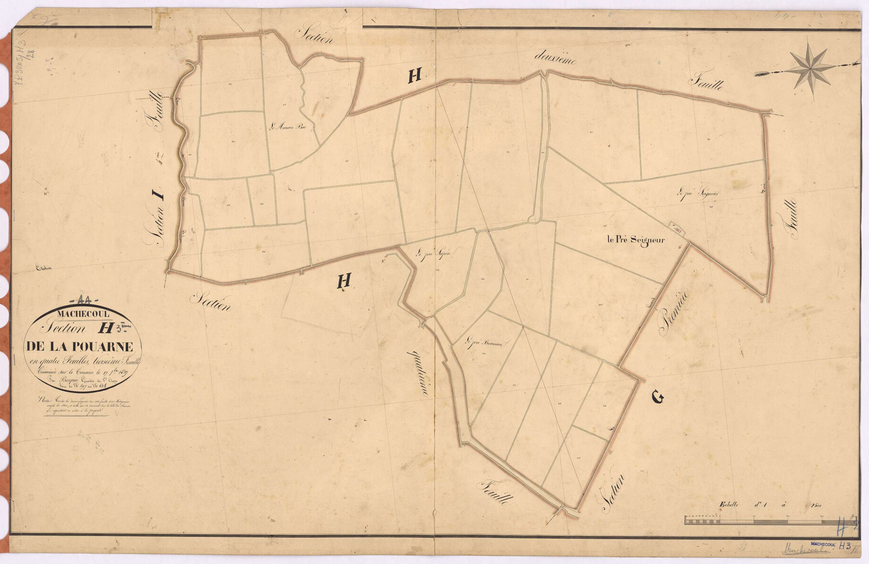 Machecoul - Section H3 Pouarne (section de La) ; 597-624