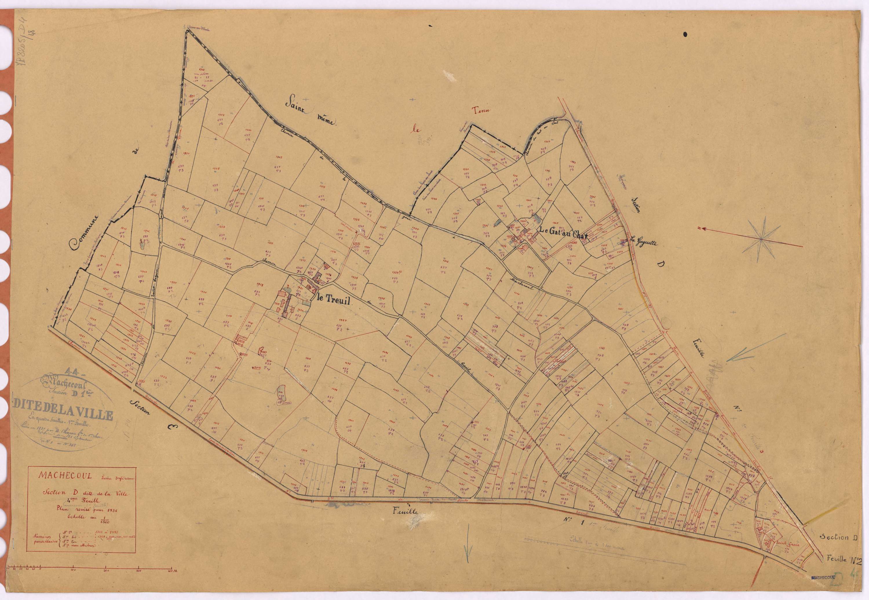 Machecoul - Section D4 Ville (section de La) ; 1302-1551