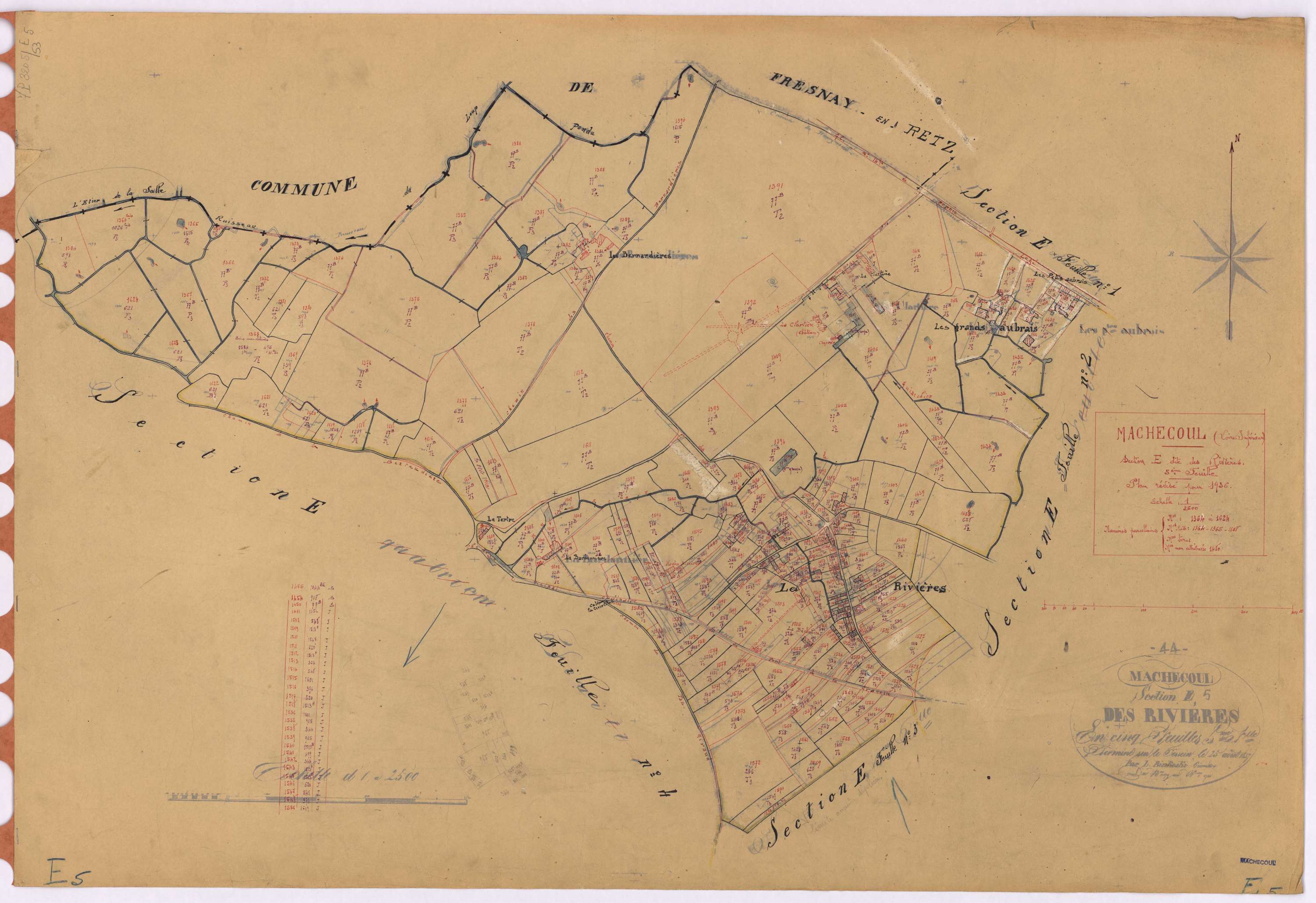 Machecoul - Section E5 Rivières (section des) ; 1364-1624
