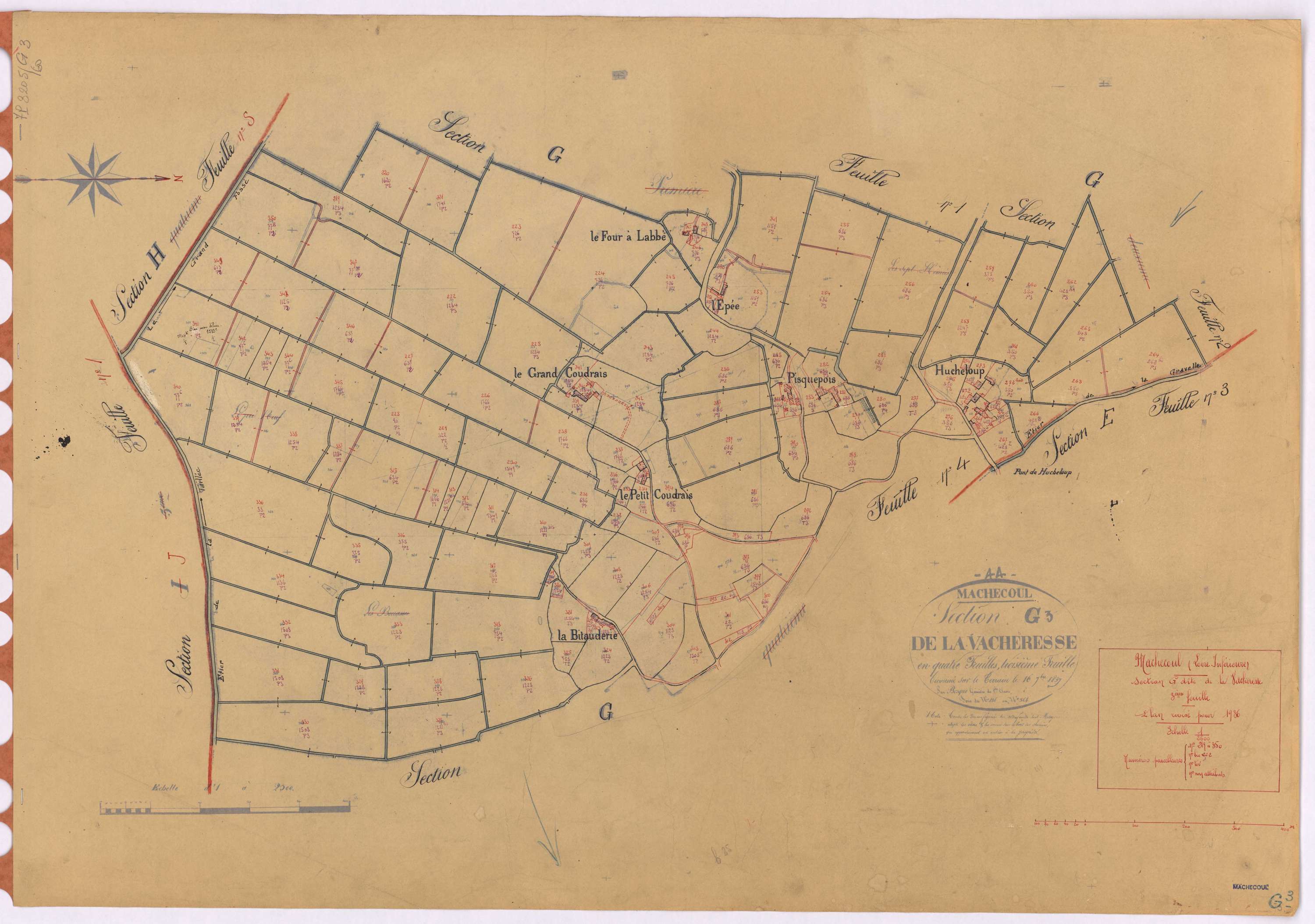 Machecoul - Section G3 Vacheresse (section de La) ; 219-350