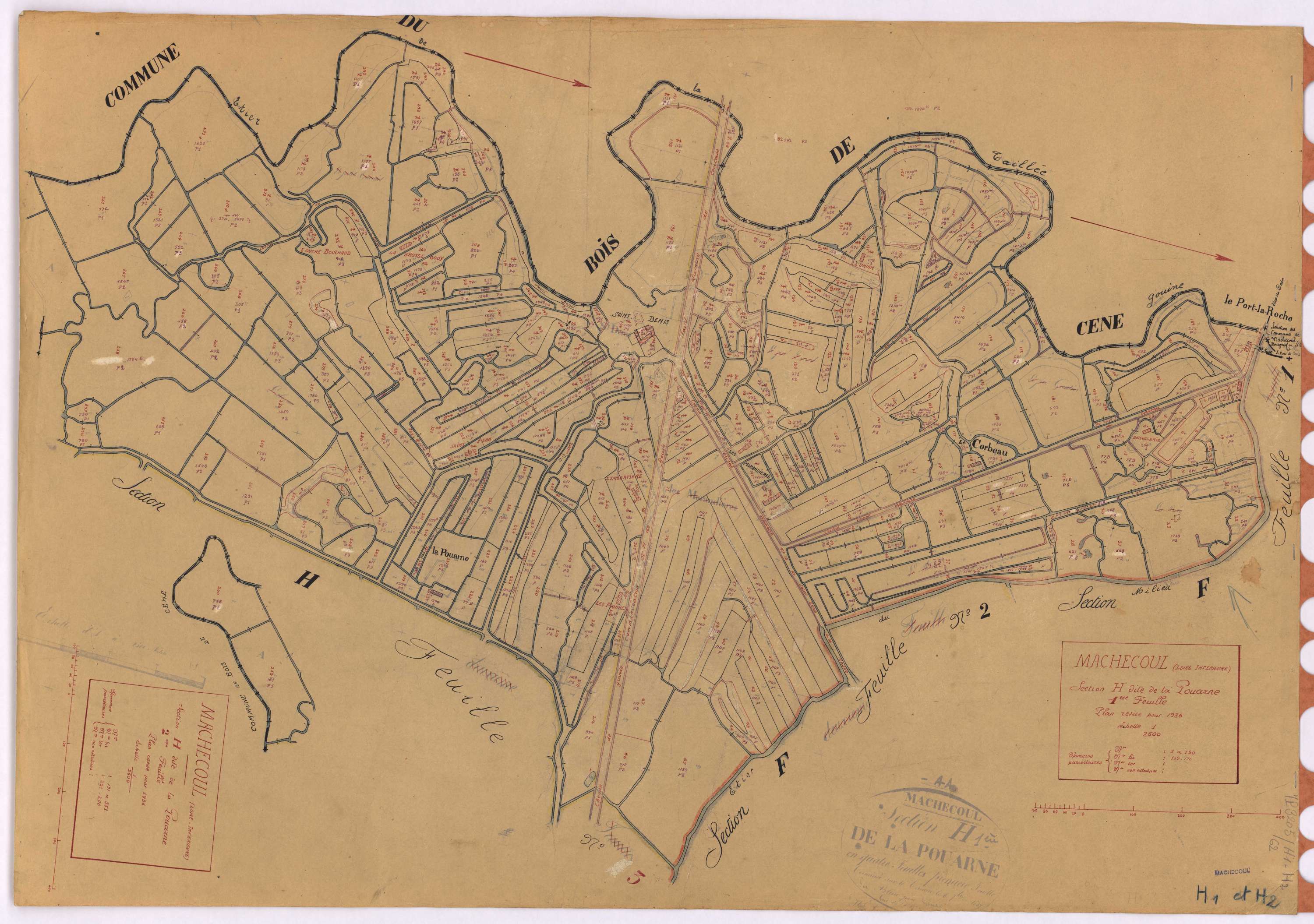 Machecoul - Section H1 H2 Pouarne (section de La) ; 1-190 ; 191-351