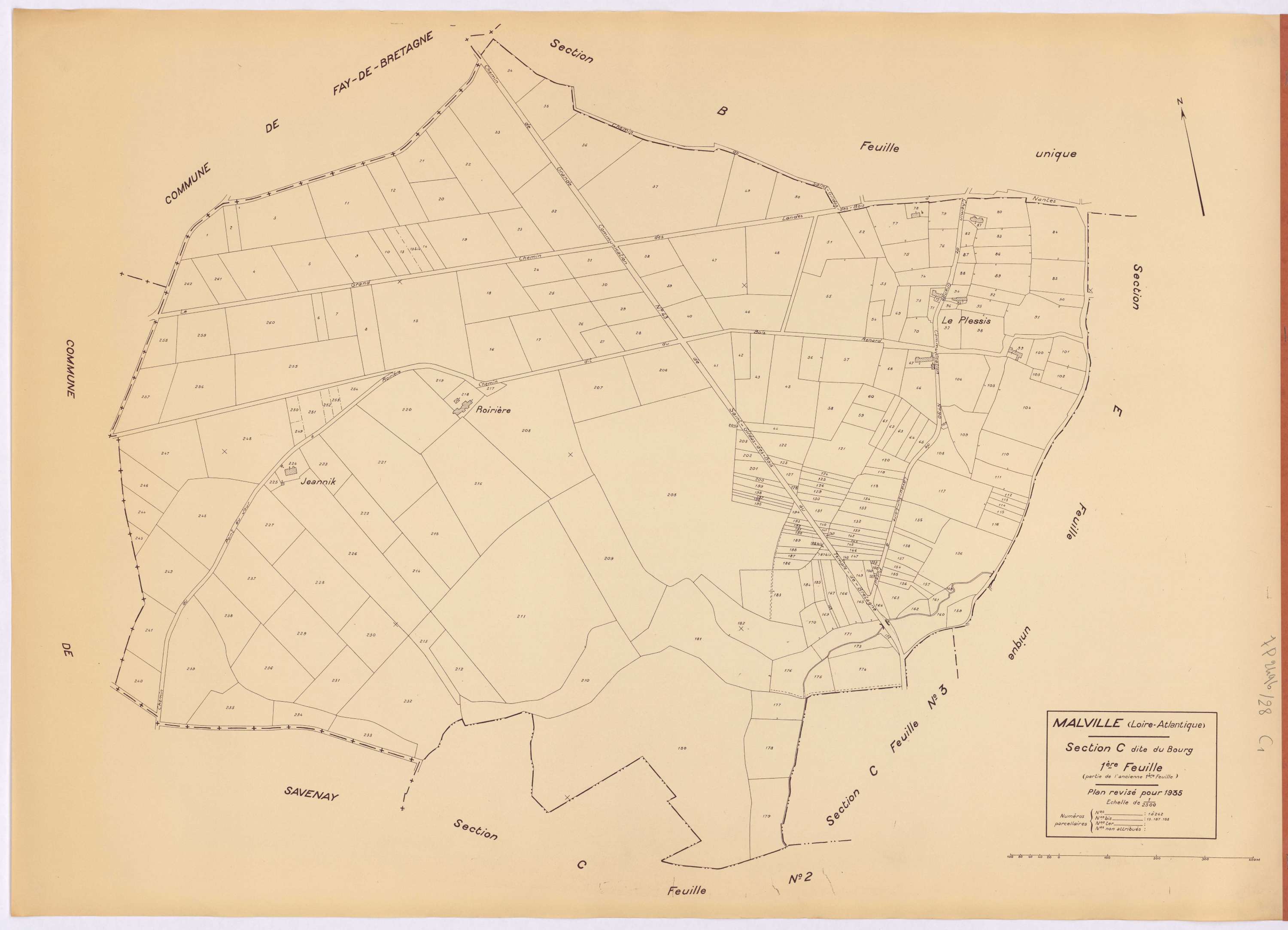 Malville - Section C1 Bourg (section du) ; 1-262