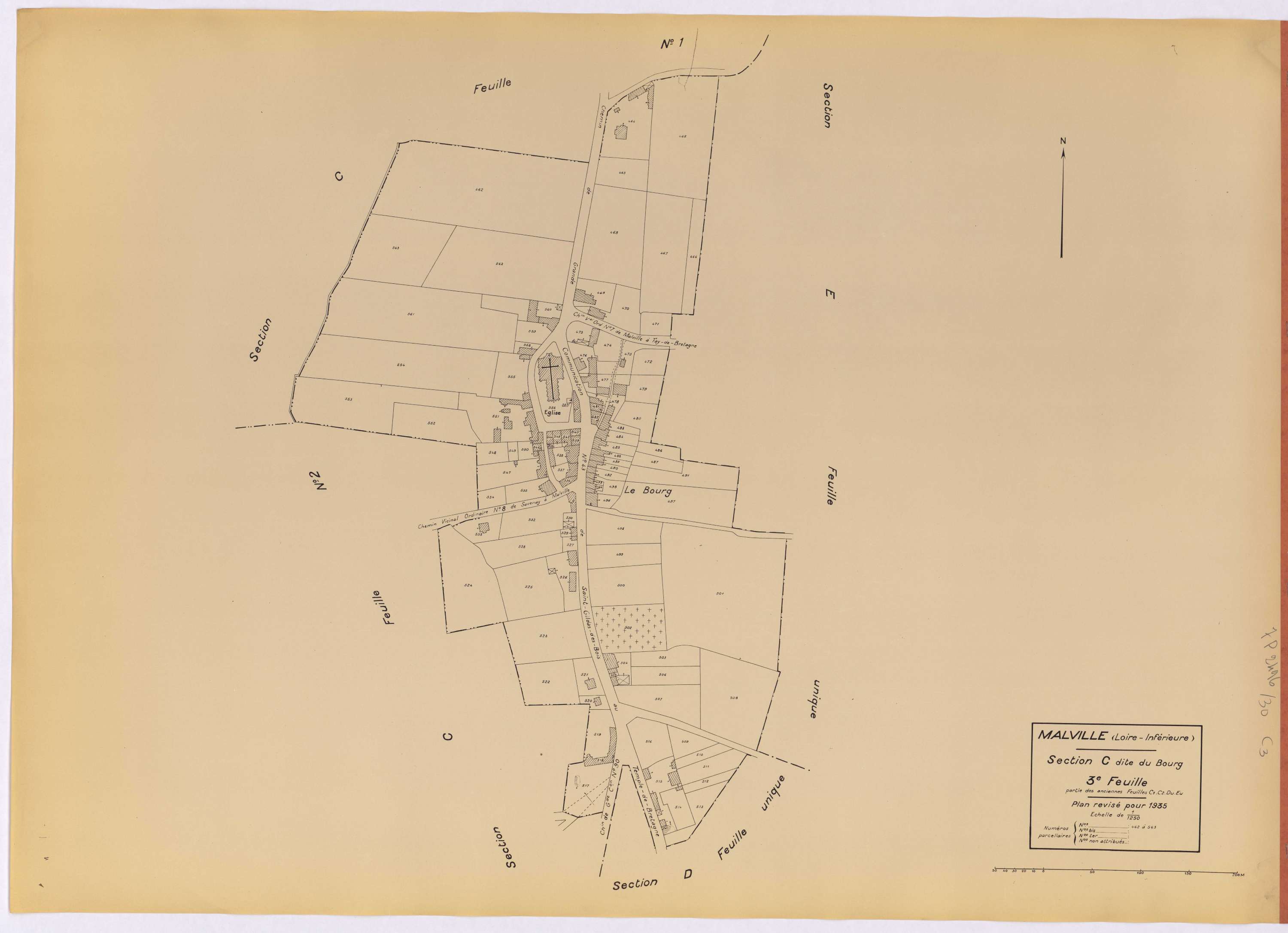 Malville - Section C3 Bourg (section du) ; 462-563
