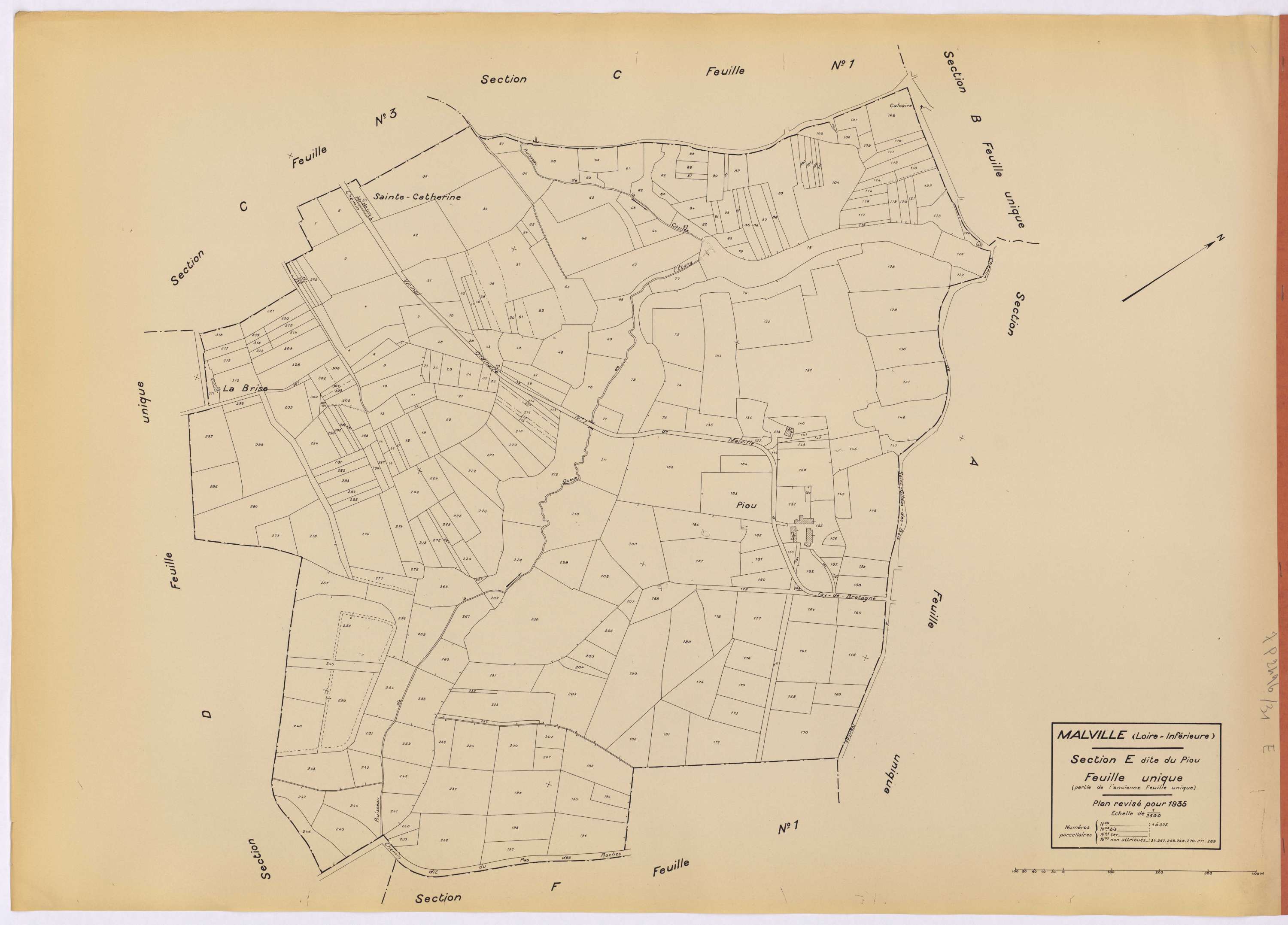 Malville - Section E Piou (section du) ; 1-325
